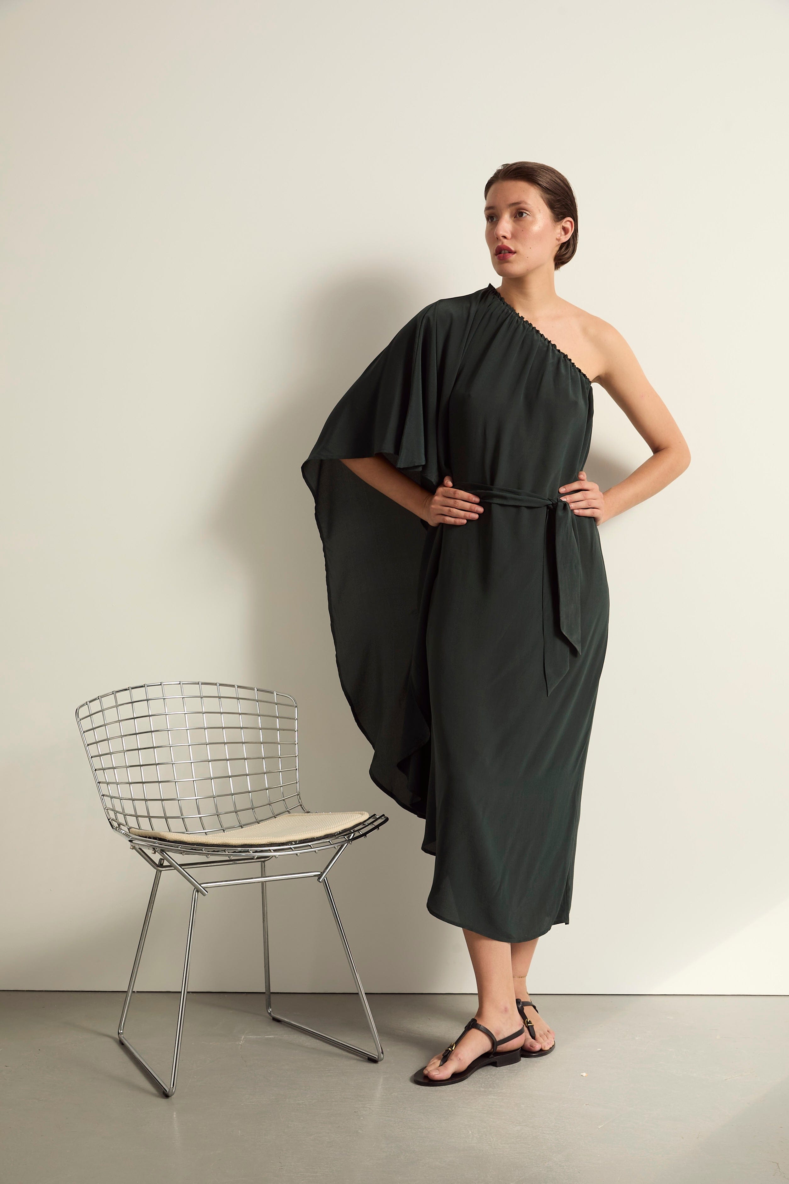 ROBE LOUNA SOIE - ARDOISE