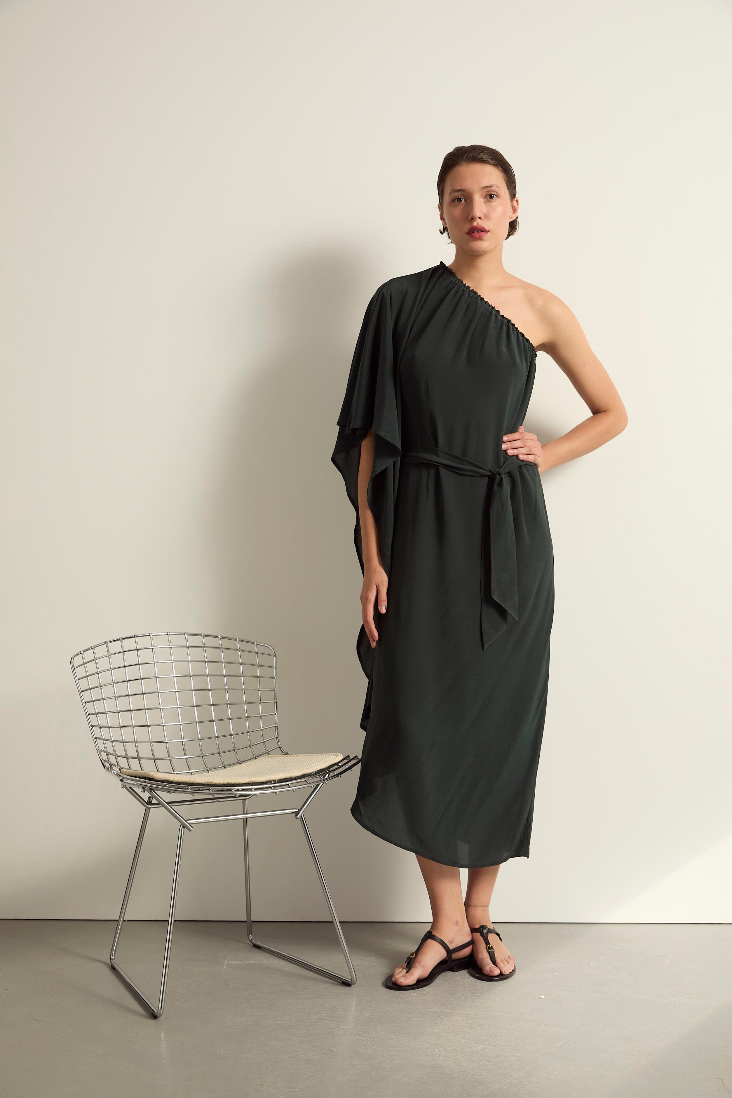 ROBE LOUNA SOIE - ARDOISE