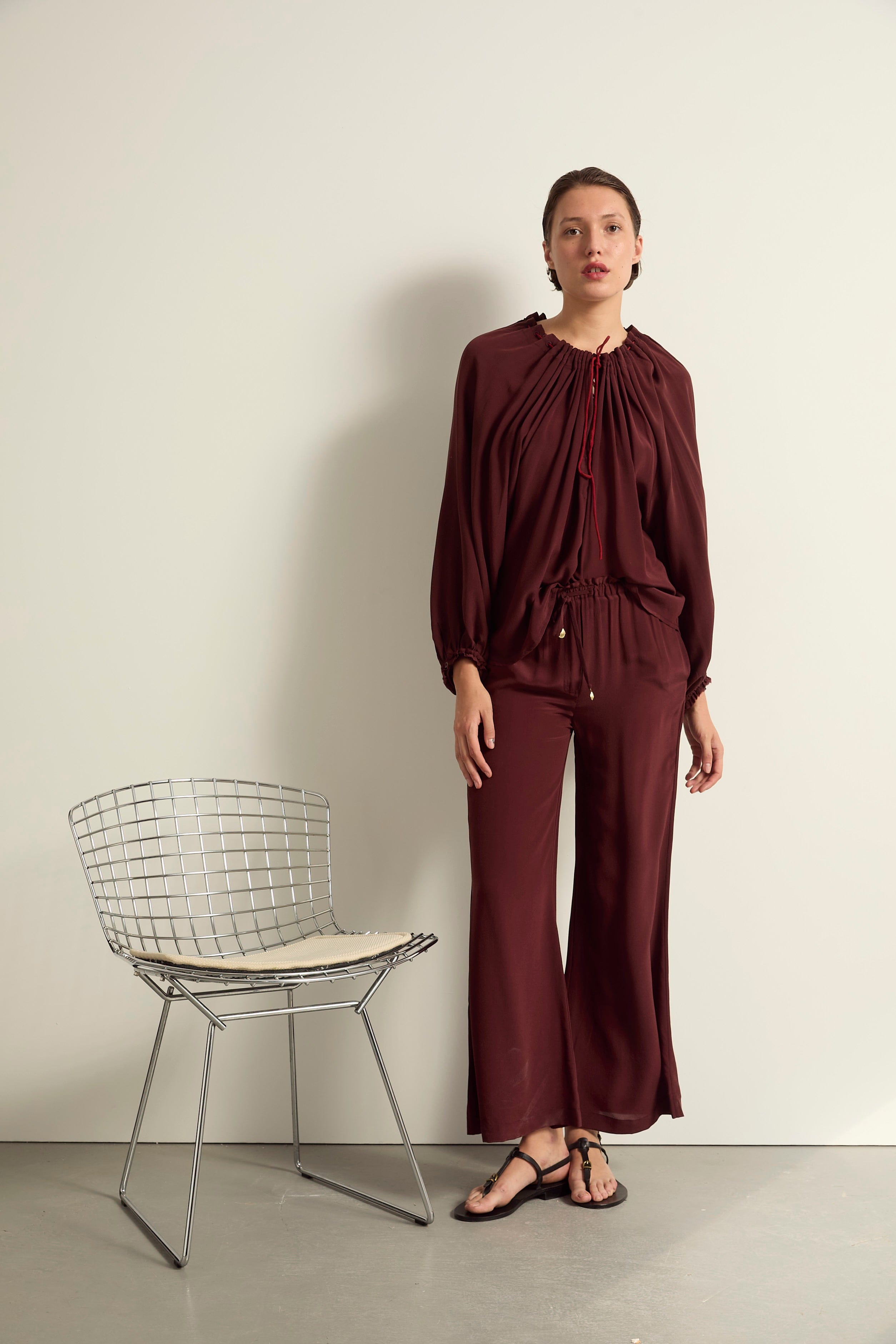BLOUSE BONO SOIE - BURGUNDY