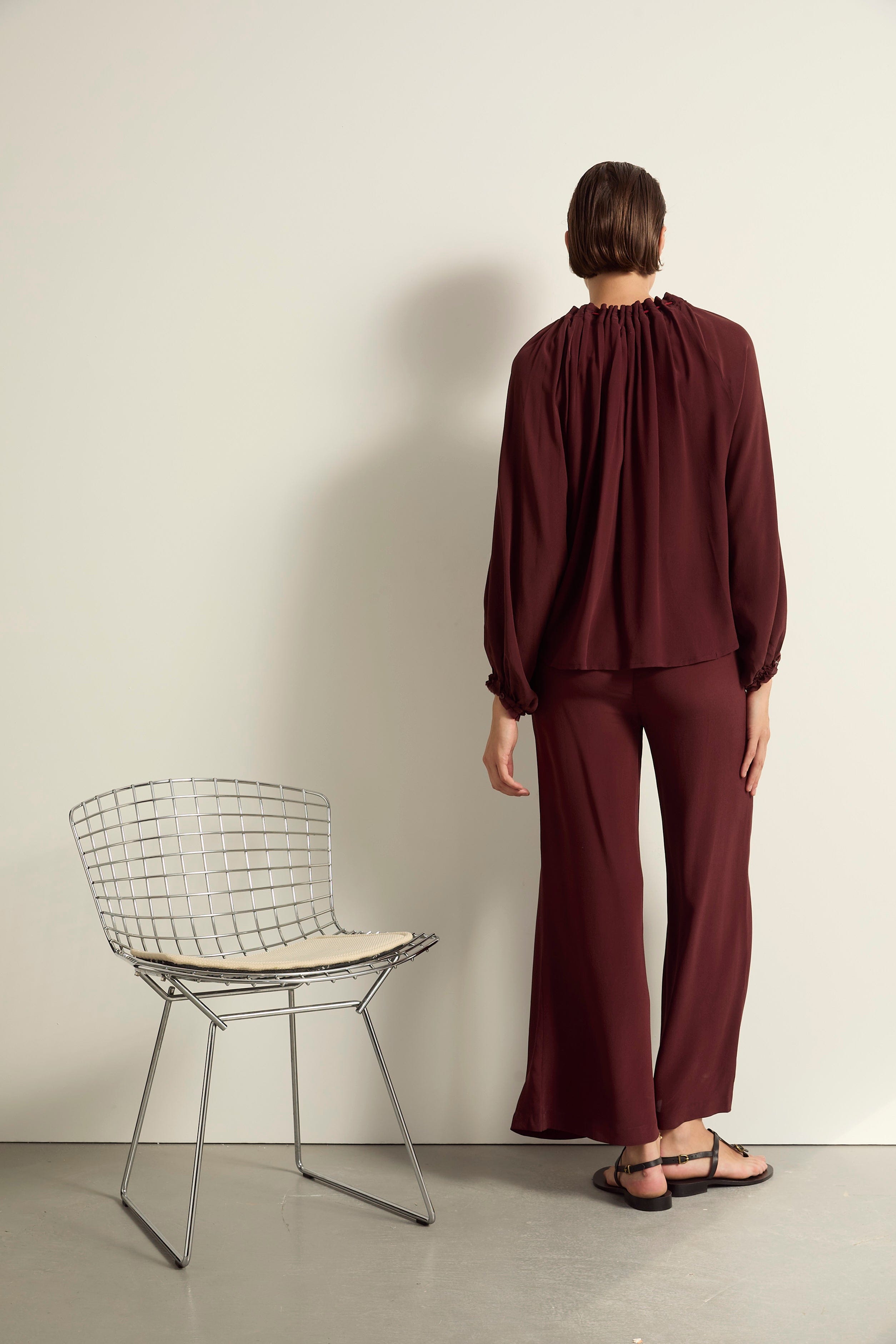 BLOUSE BONO SOIE - BURGUNDY