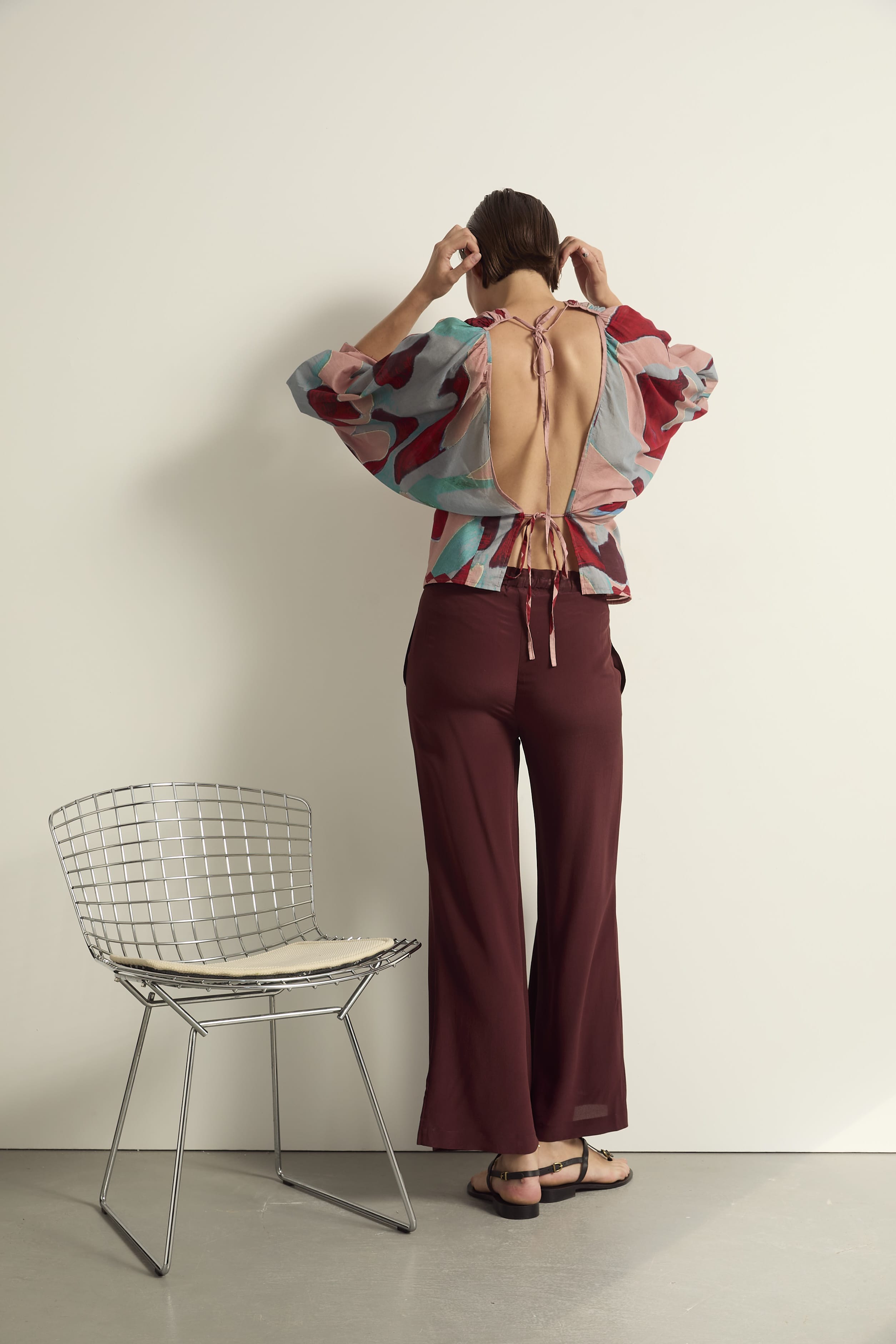 PANTALON ALBA SOIE - BURGUNDY