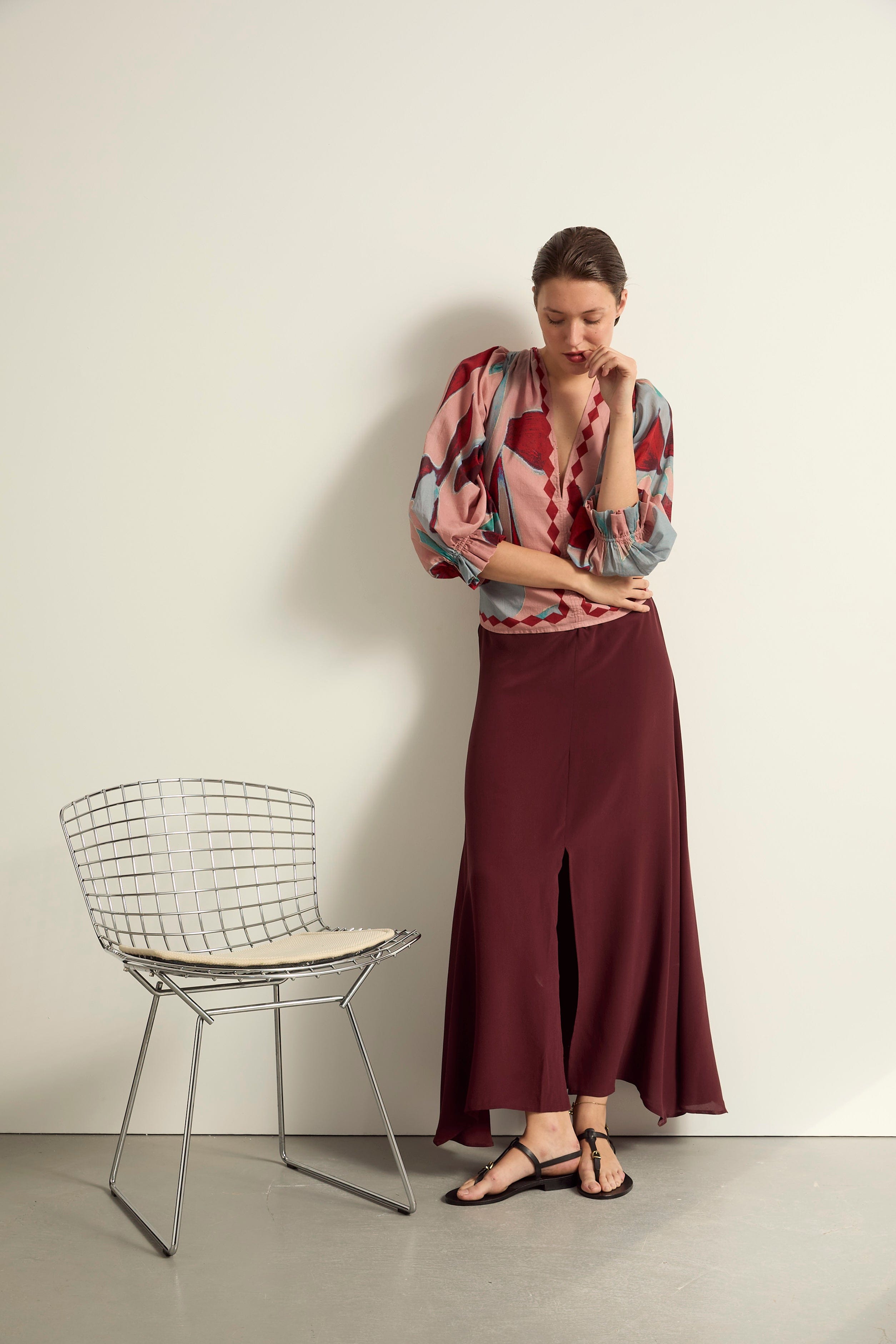 JUPE PAO SOIE - BURGUNDY