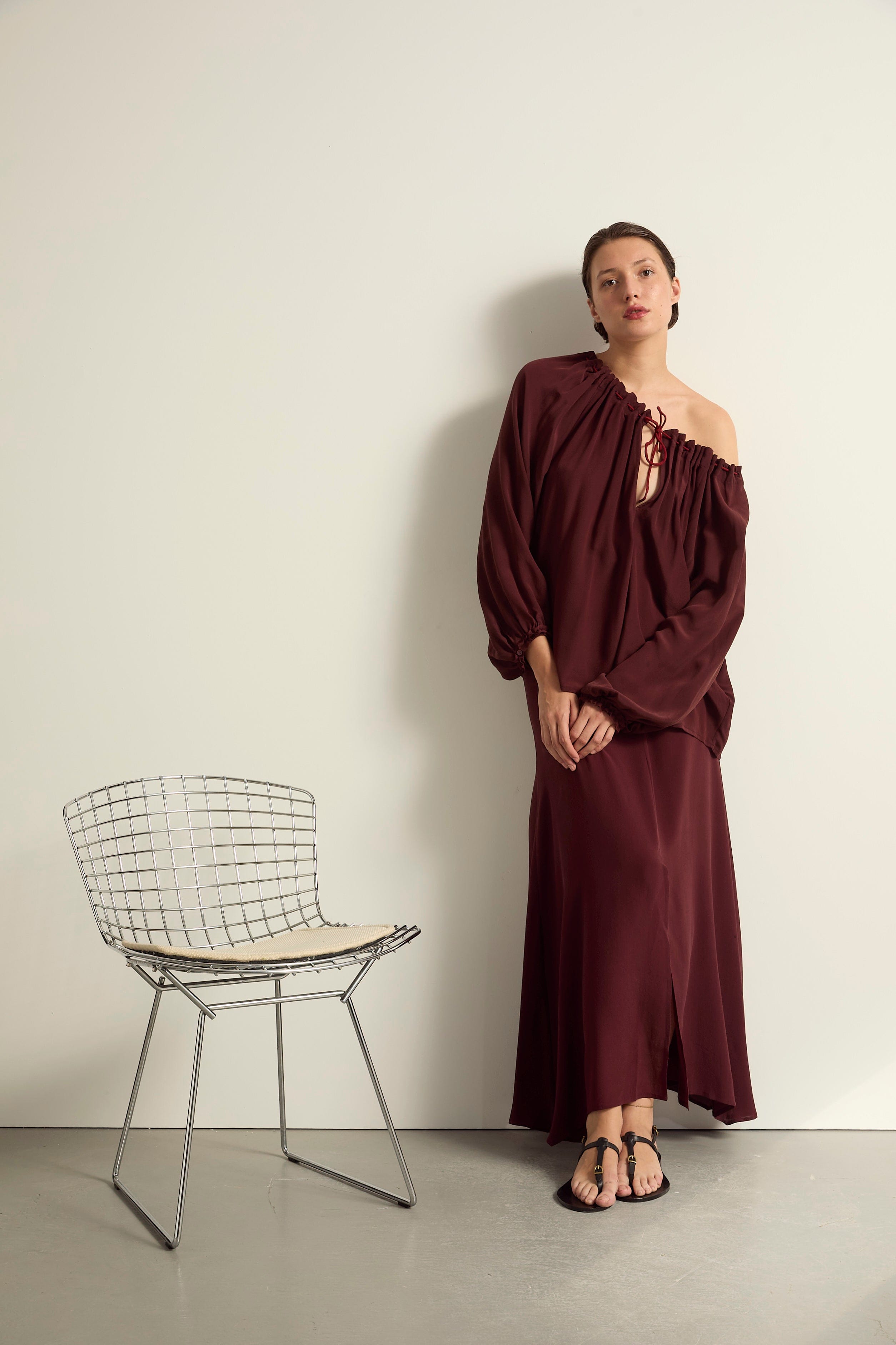 BLOUSE BONO SOIE - BURGUNDY