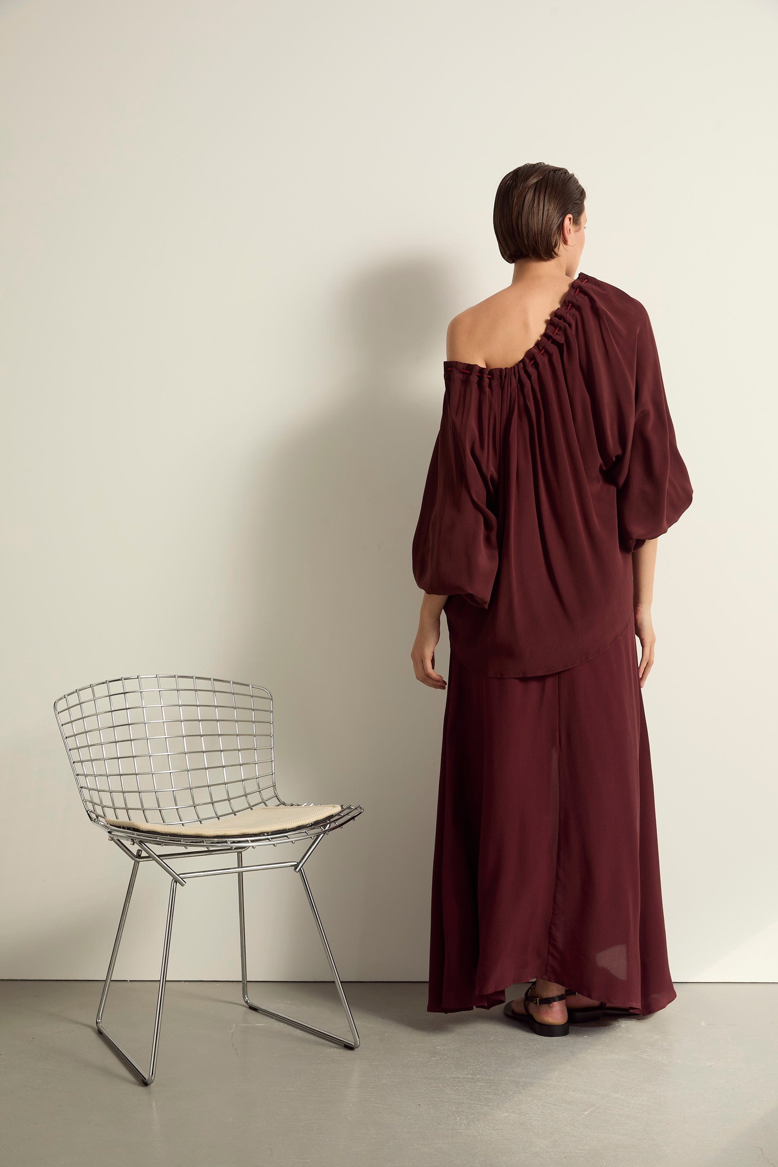 BLOUSE BONO SOIE - BURGUNDY