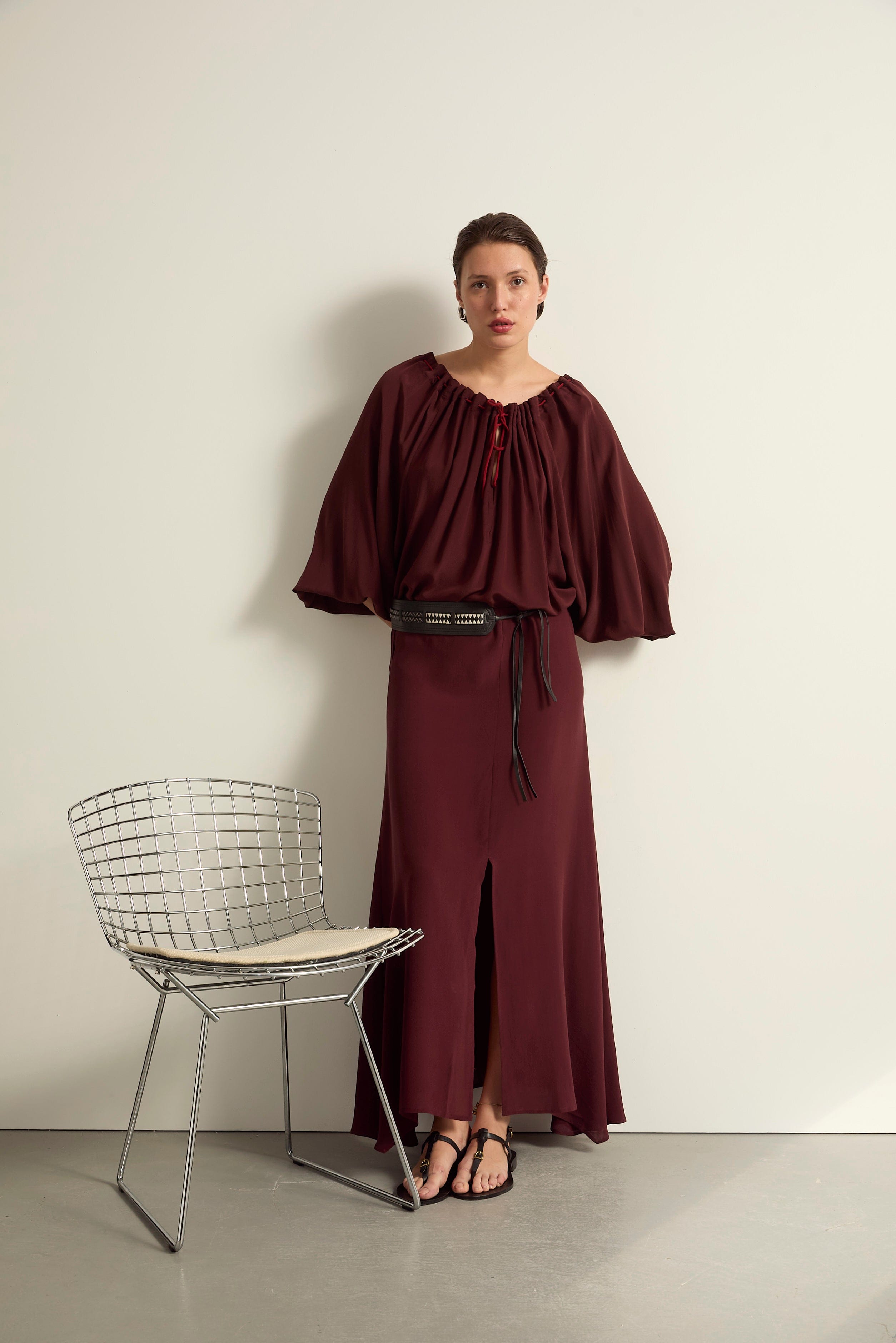 JUPE PAO SOIE - BURGUNDY