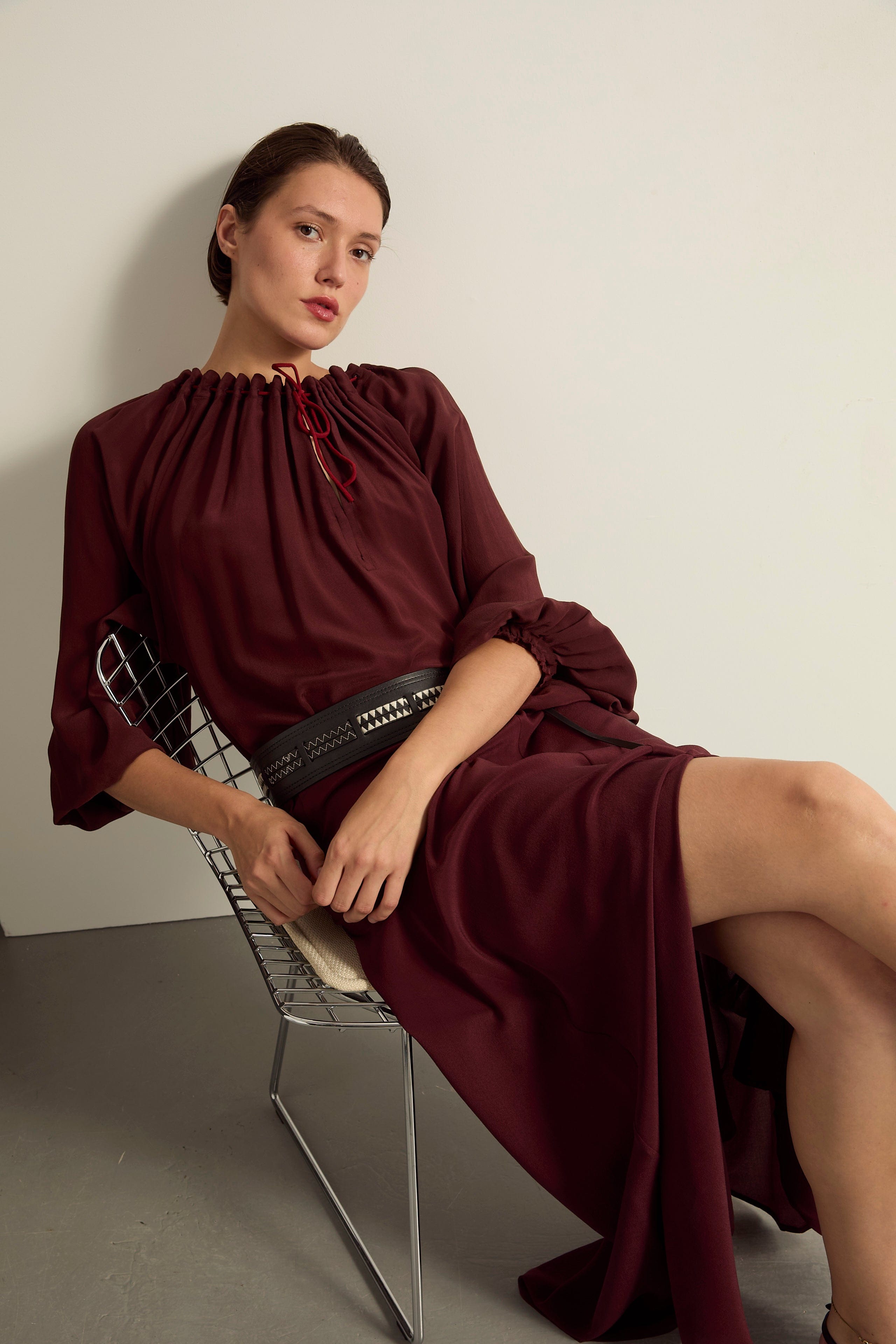 BLOUSE BONO SOIE - BURGUNDY