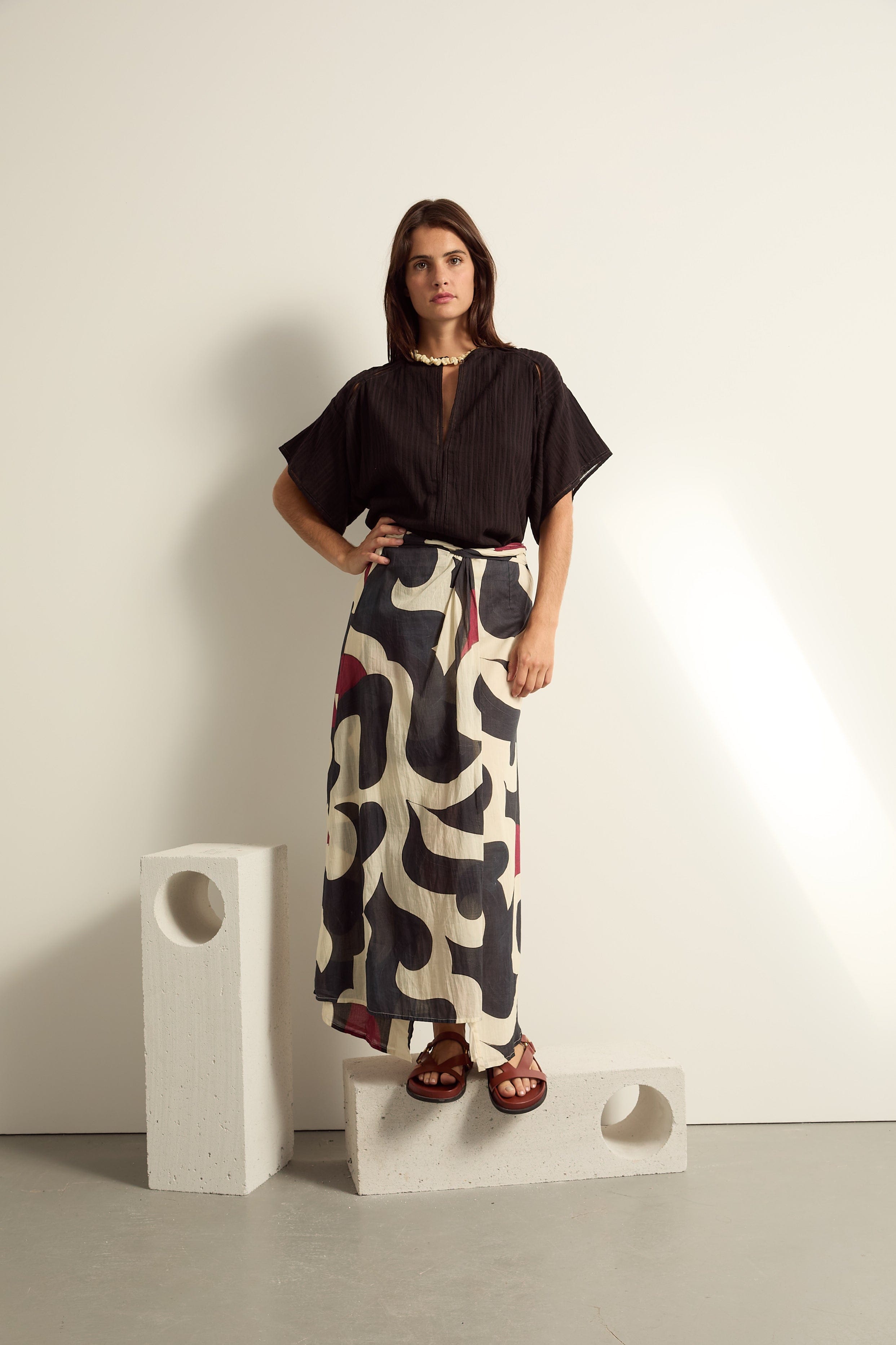 JUPE JULIE IMPRIME RODEO - BLACK