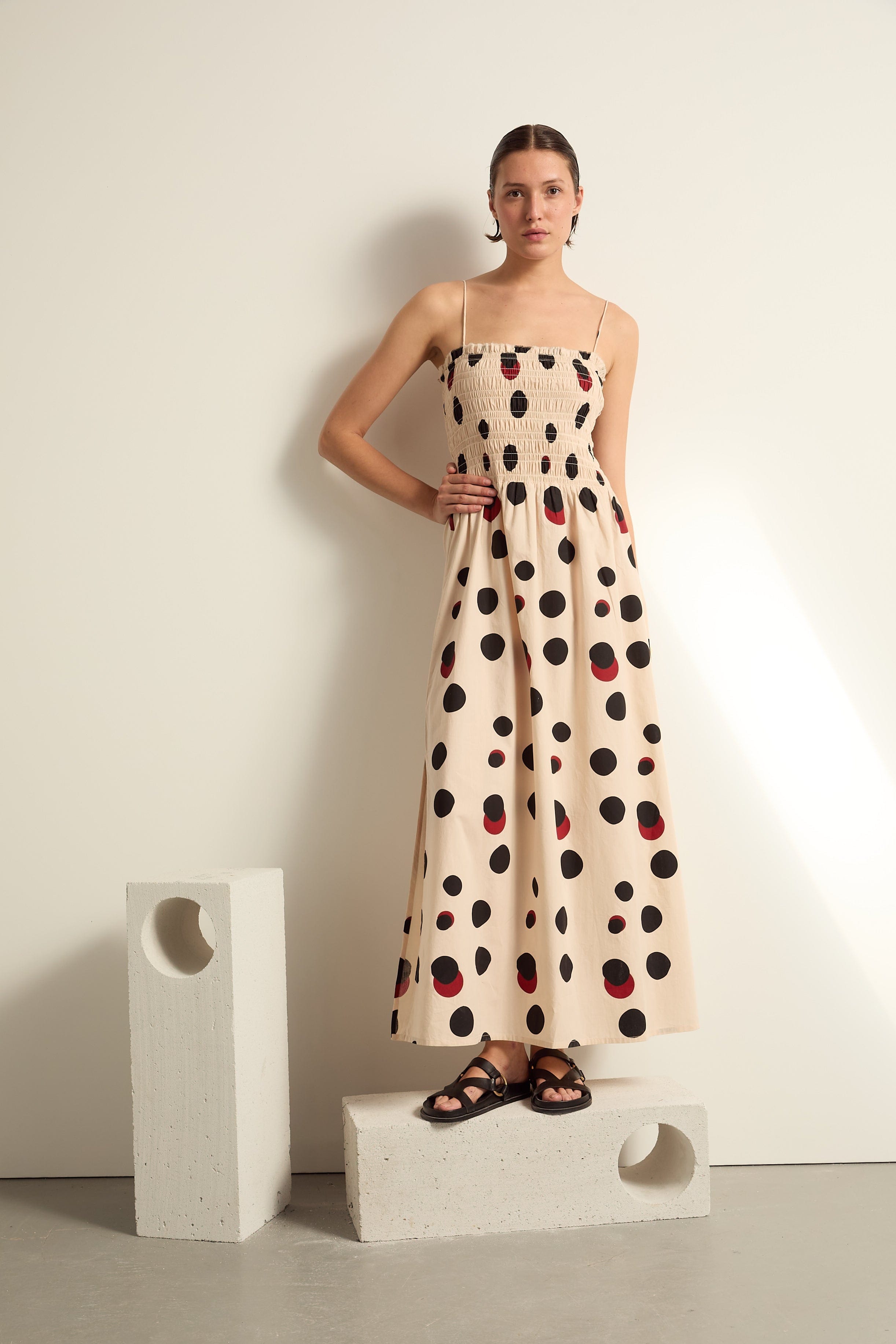ROBE LINE IMPRIME POLKA - OFF WHITE