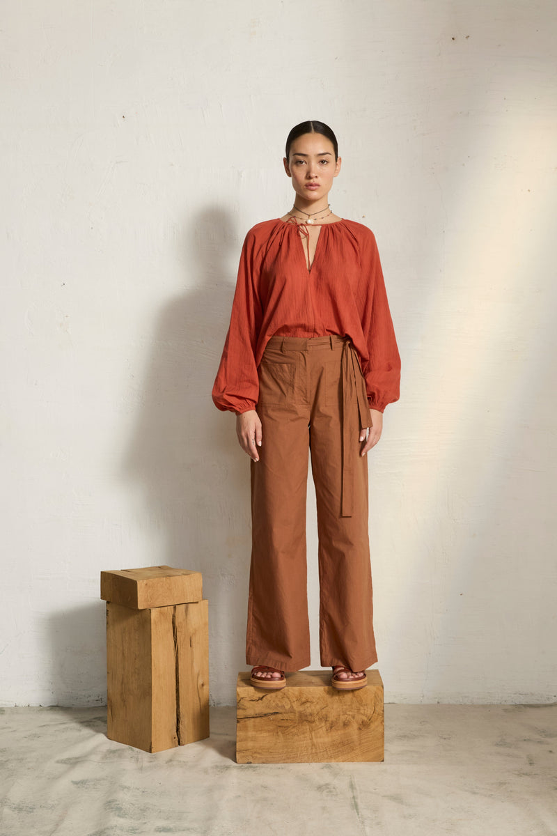 BLOUSE ROSIE AJOUREE - MINERAL BLUE