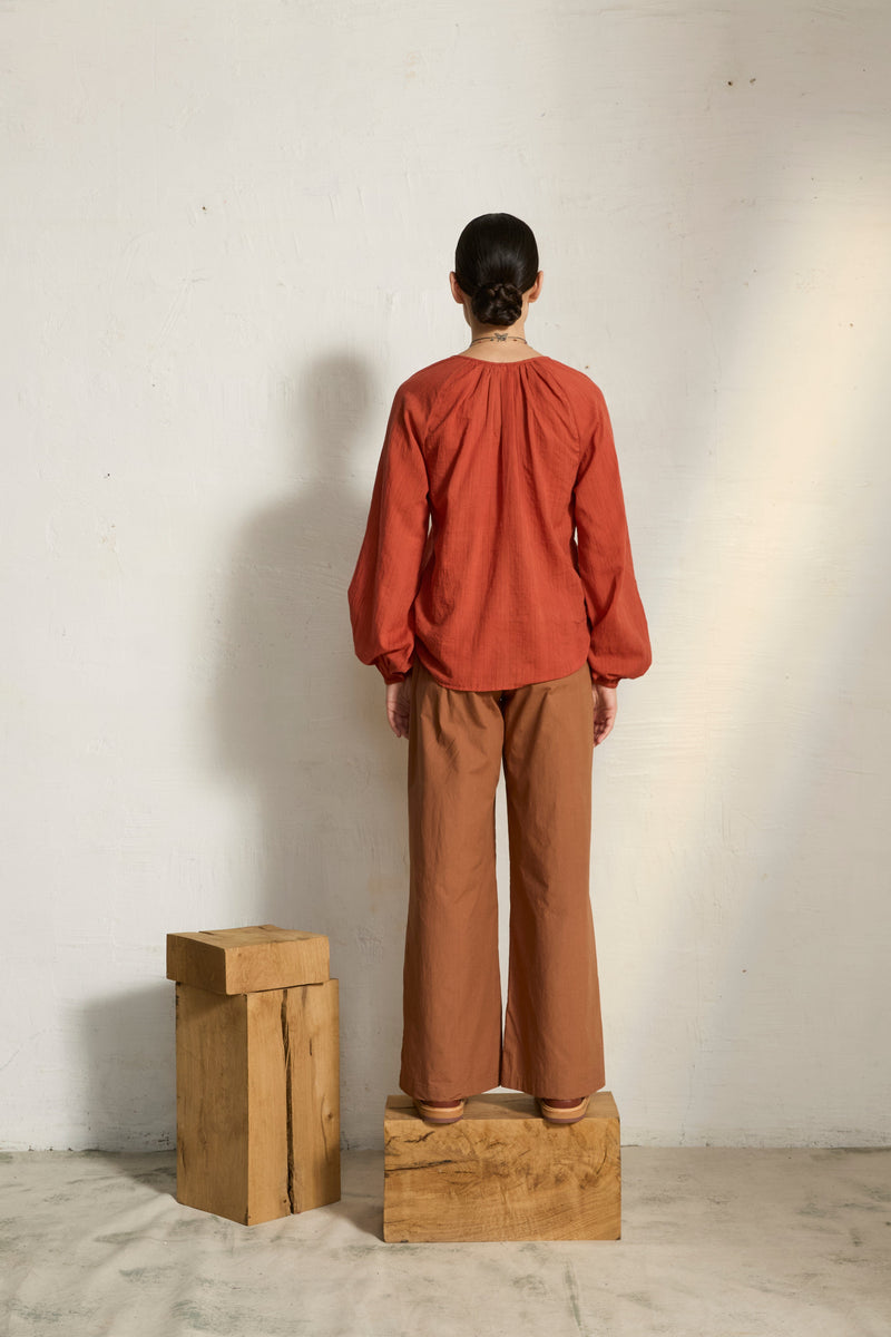 BLOUSE ROSIE AJOUREE - MINERAL BLUE