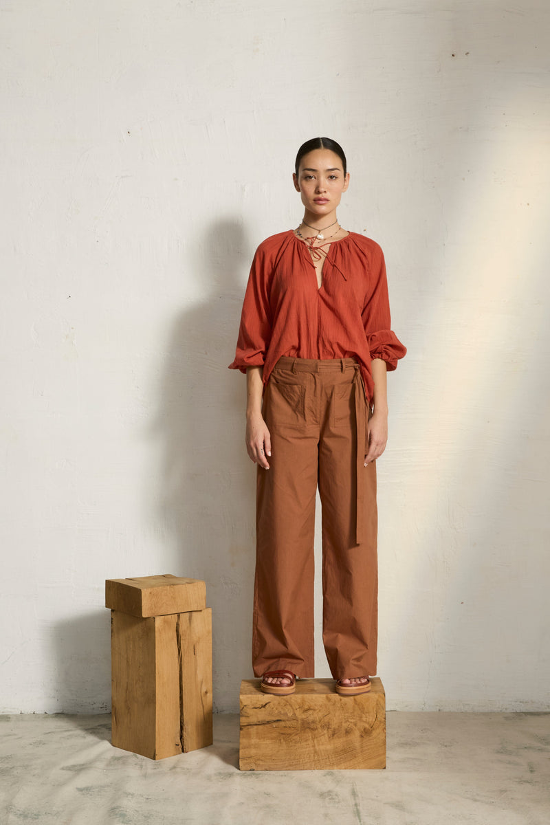 BLOUSE ROSIE AJOUREE - MINERAL BLUE