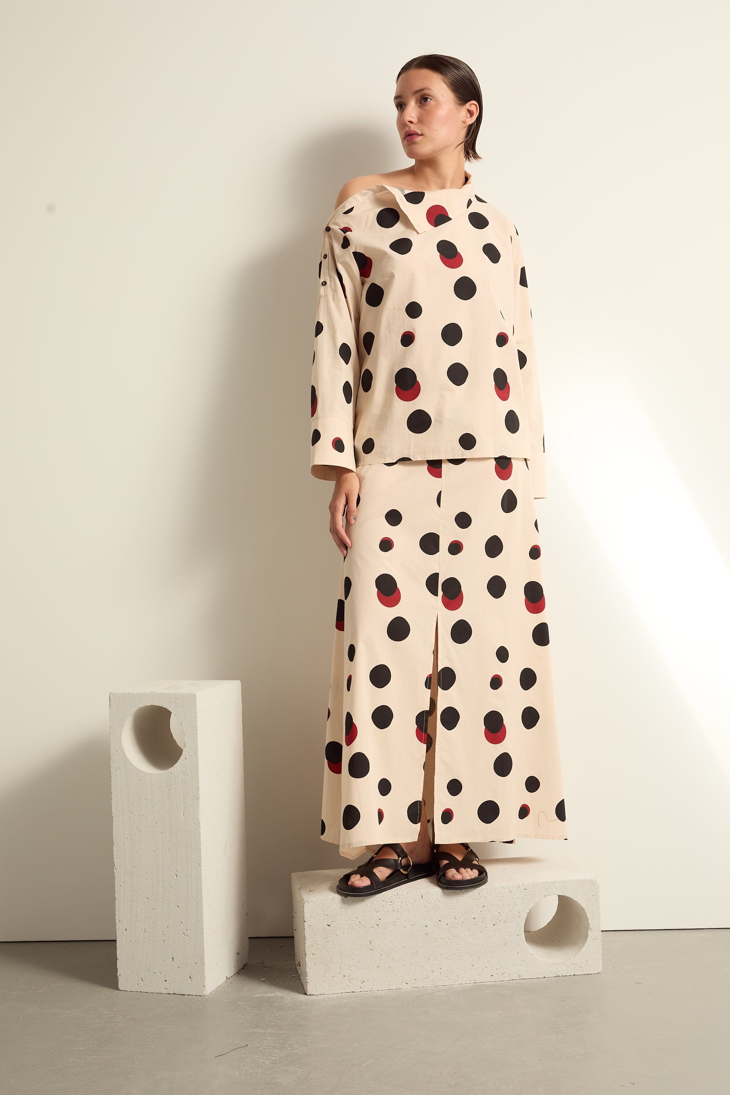 BLOUSE CHRIS IMPRIME POLKA - OFF WHITE