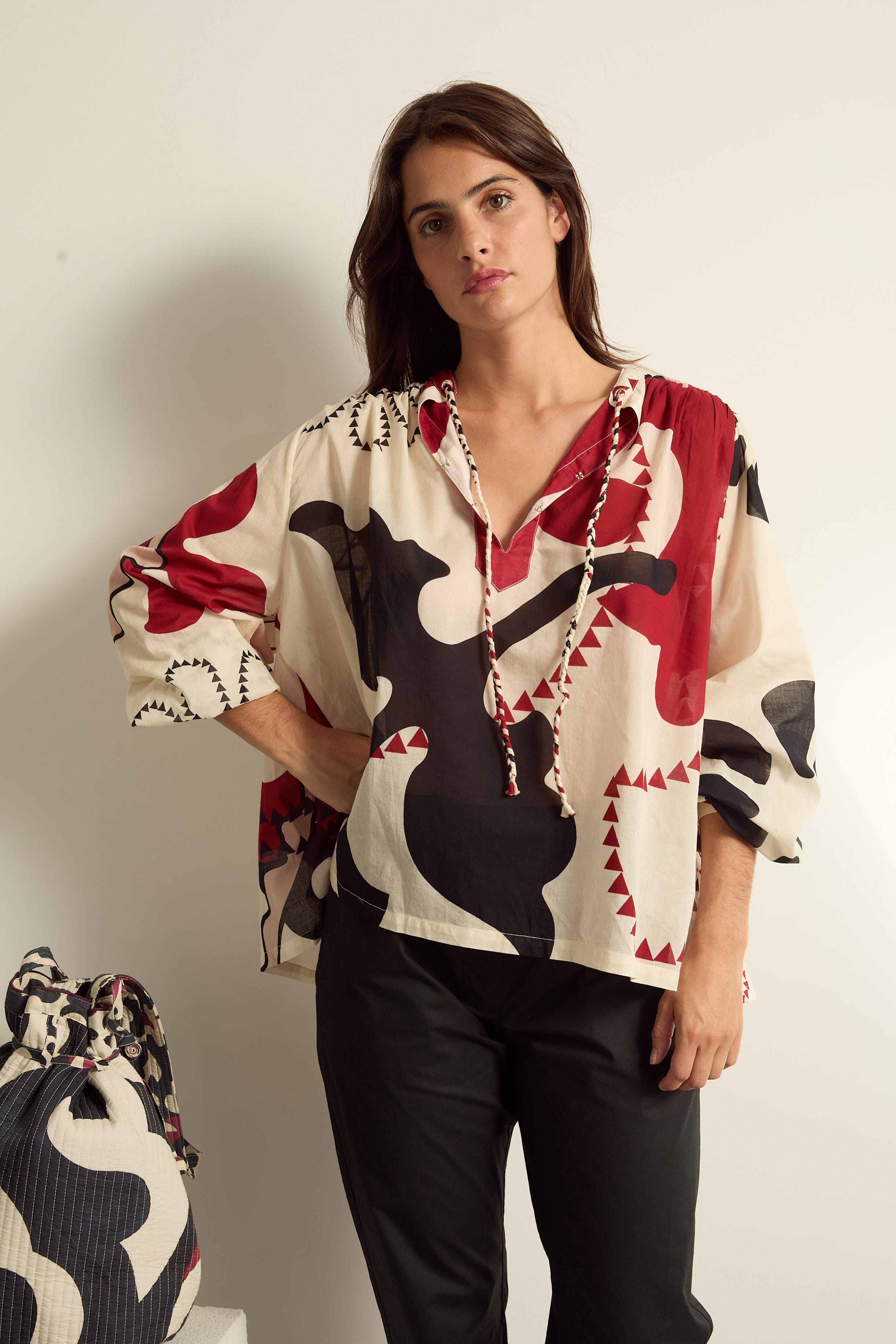 BLOUSE VENACO IMPRIME WESTERN - OFF WHITE