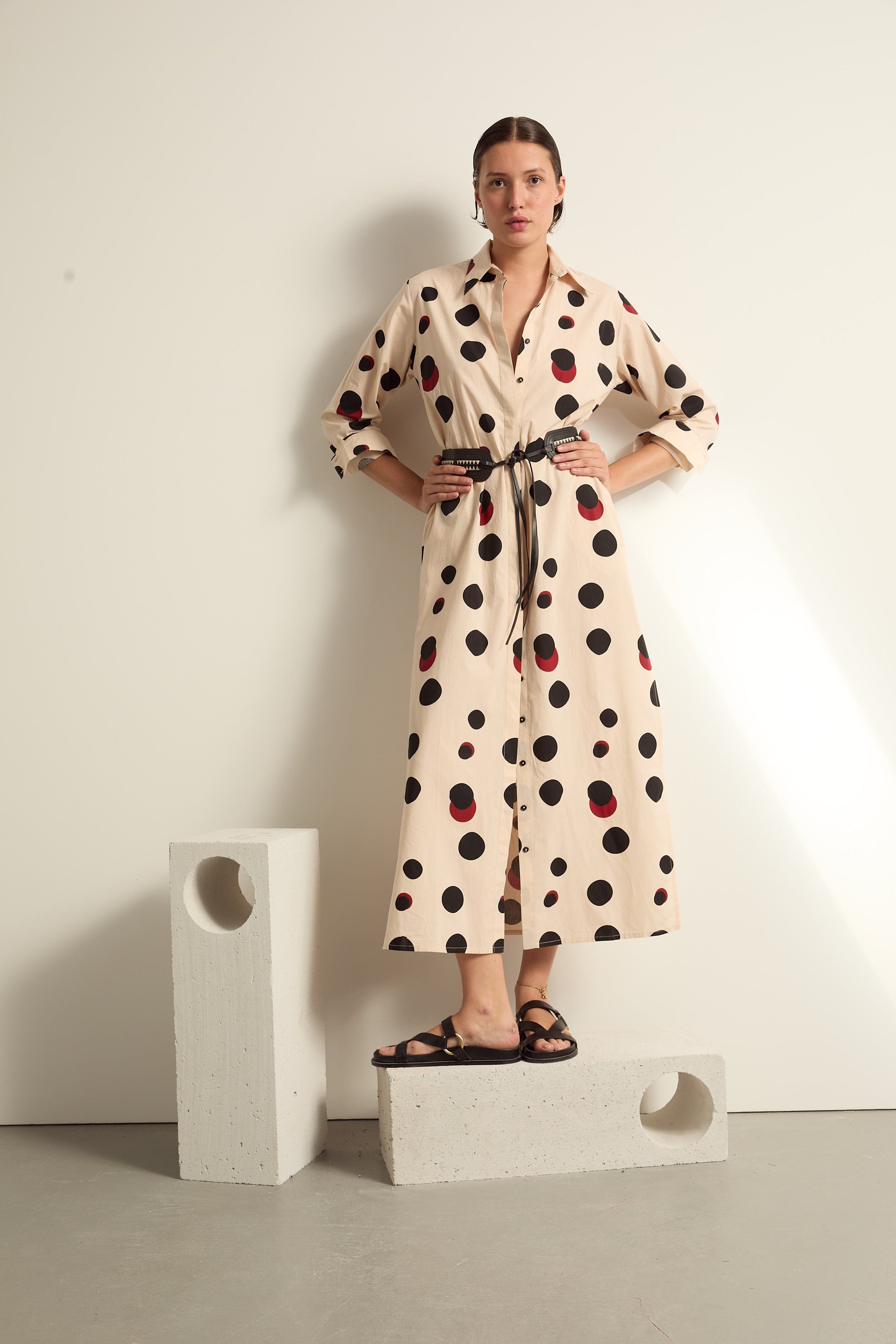 ROBE MURANO IMPRIME POLKA - OFF WHITE