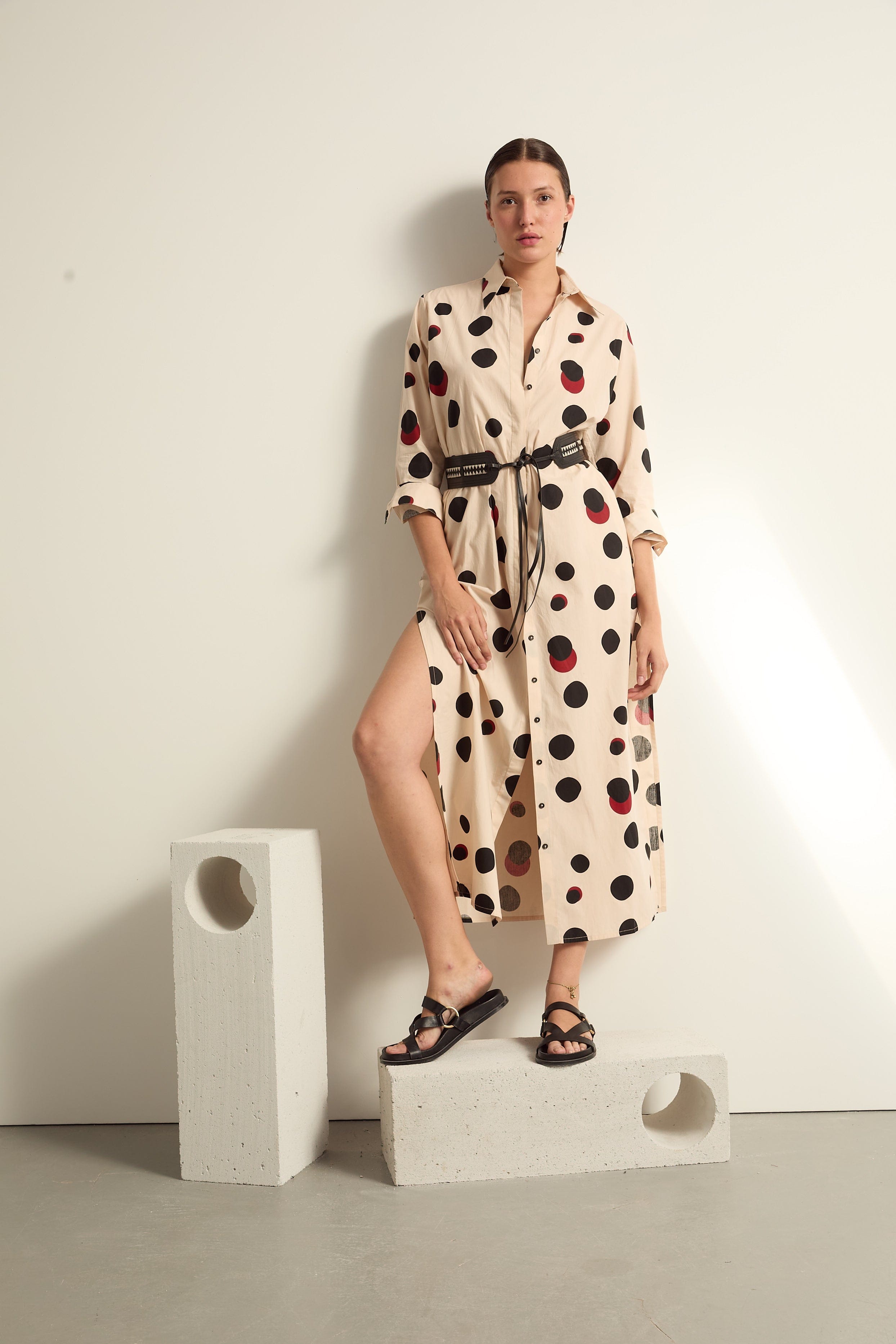 ROBE MURANO IMPRIME POLKA - OFF WHITE