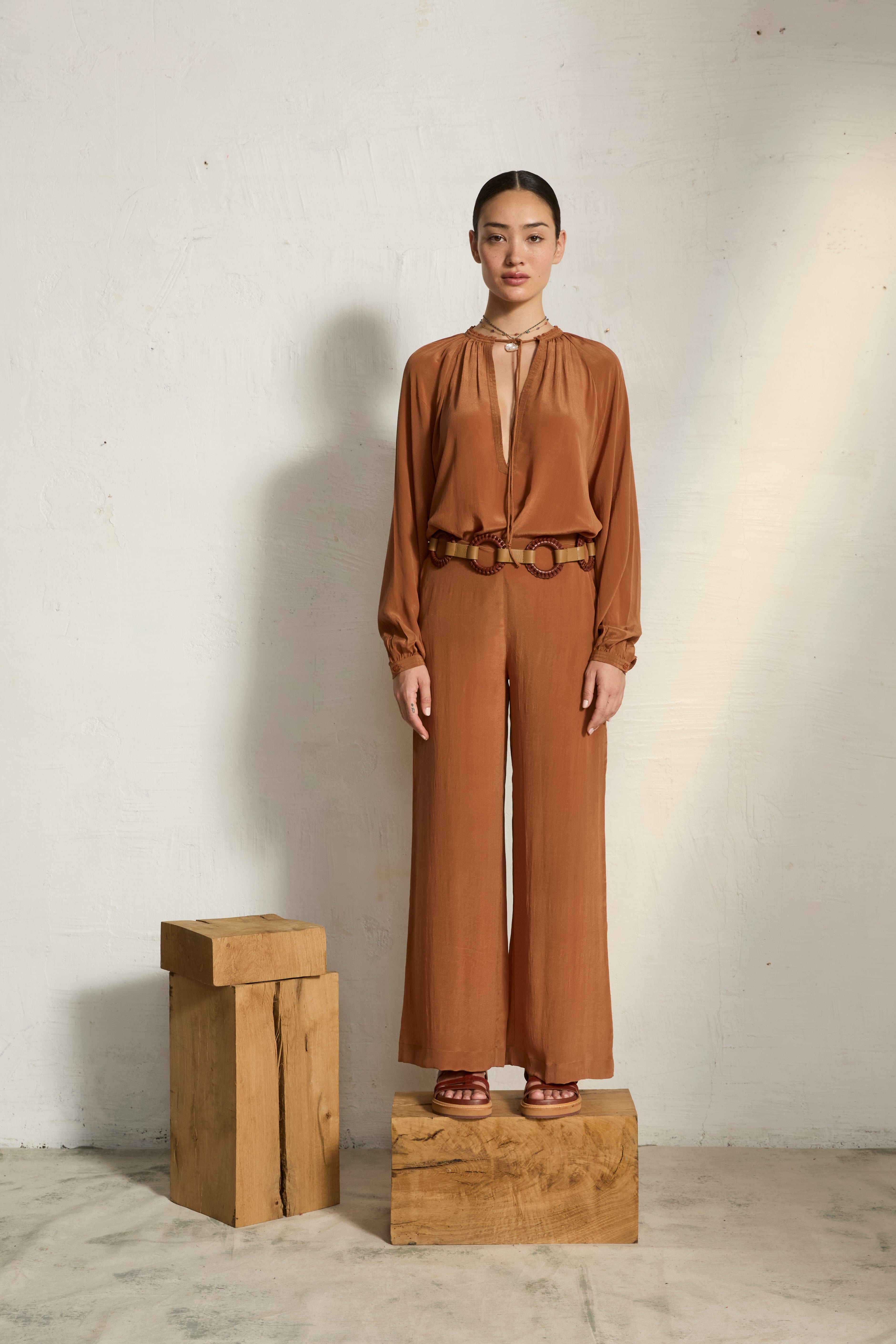 PAMELA LEATHER BELT - AUBURN