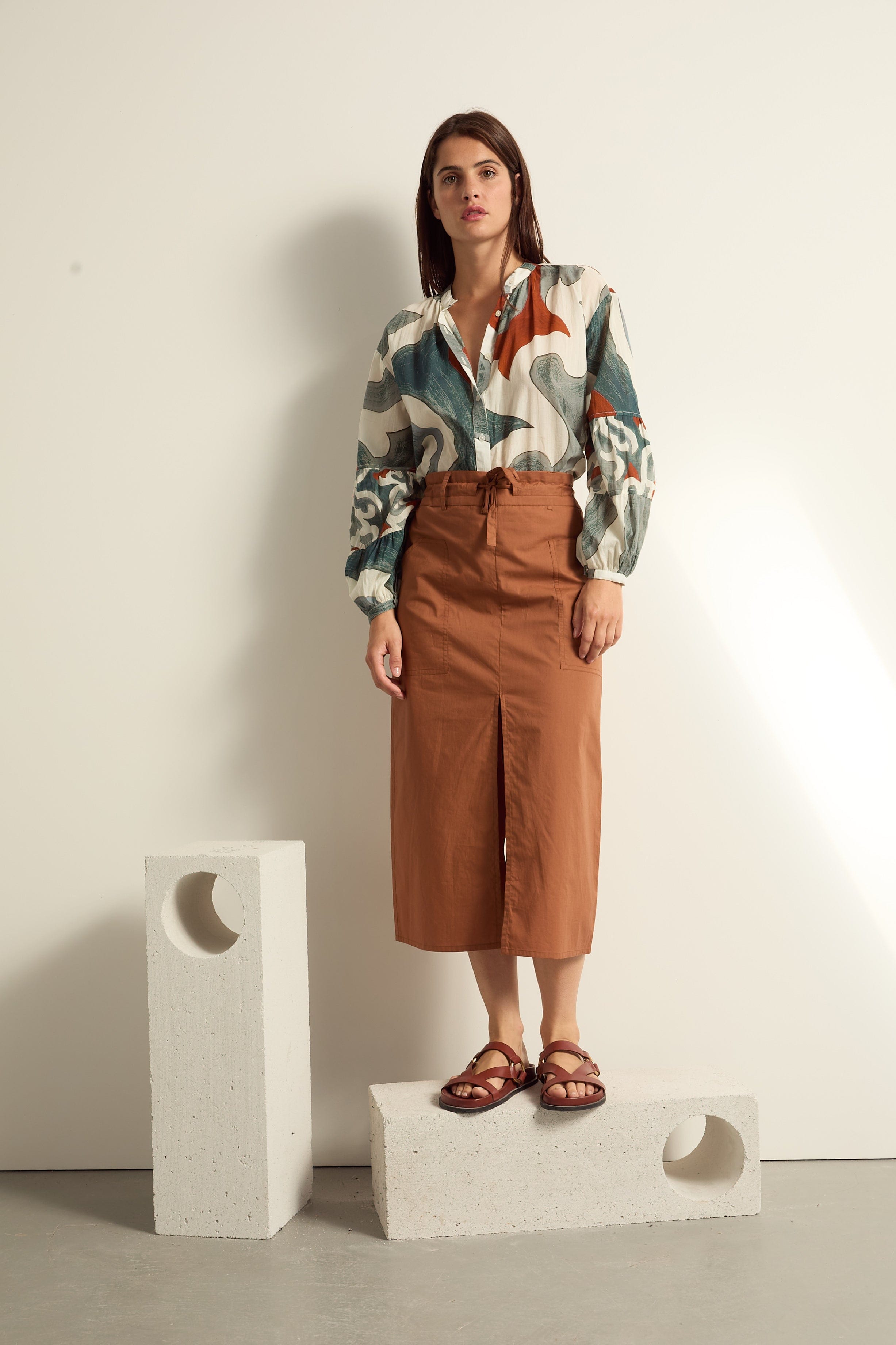 CHEMISE ROXANE IMPRIME RODEO - MINERAL BLUE