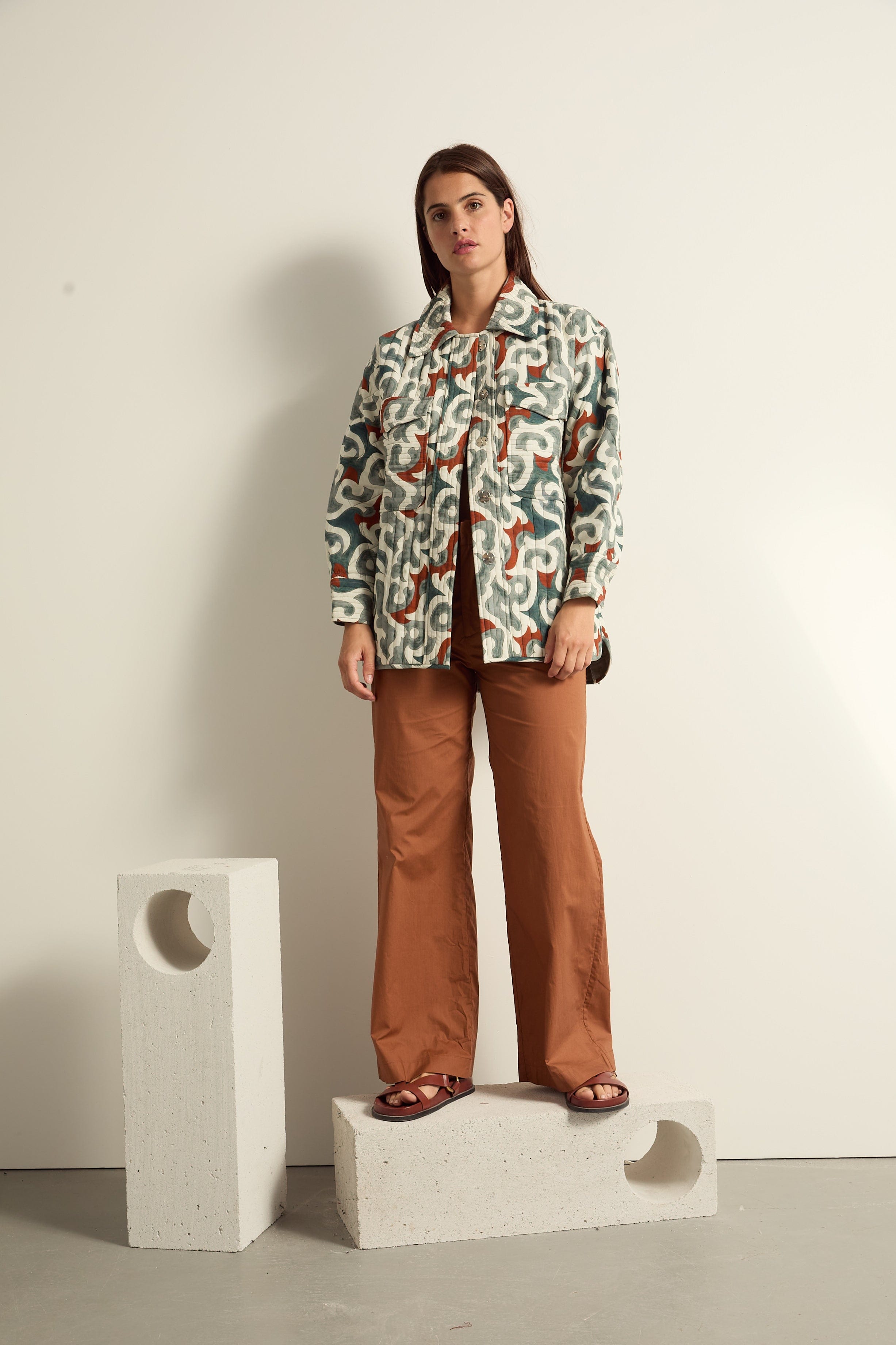 VESTE DONA IMPRIME RODEO - MINERAL BLUE