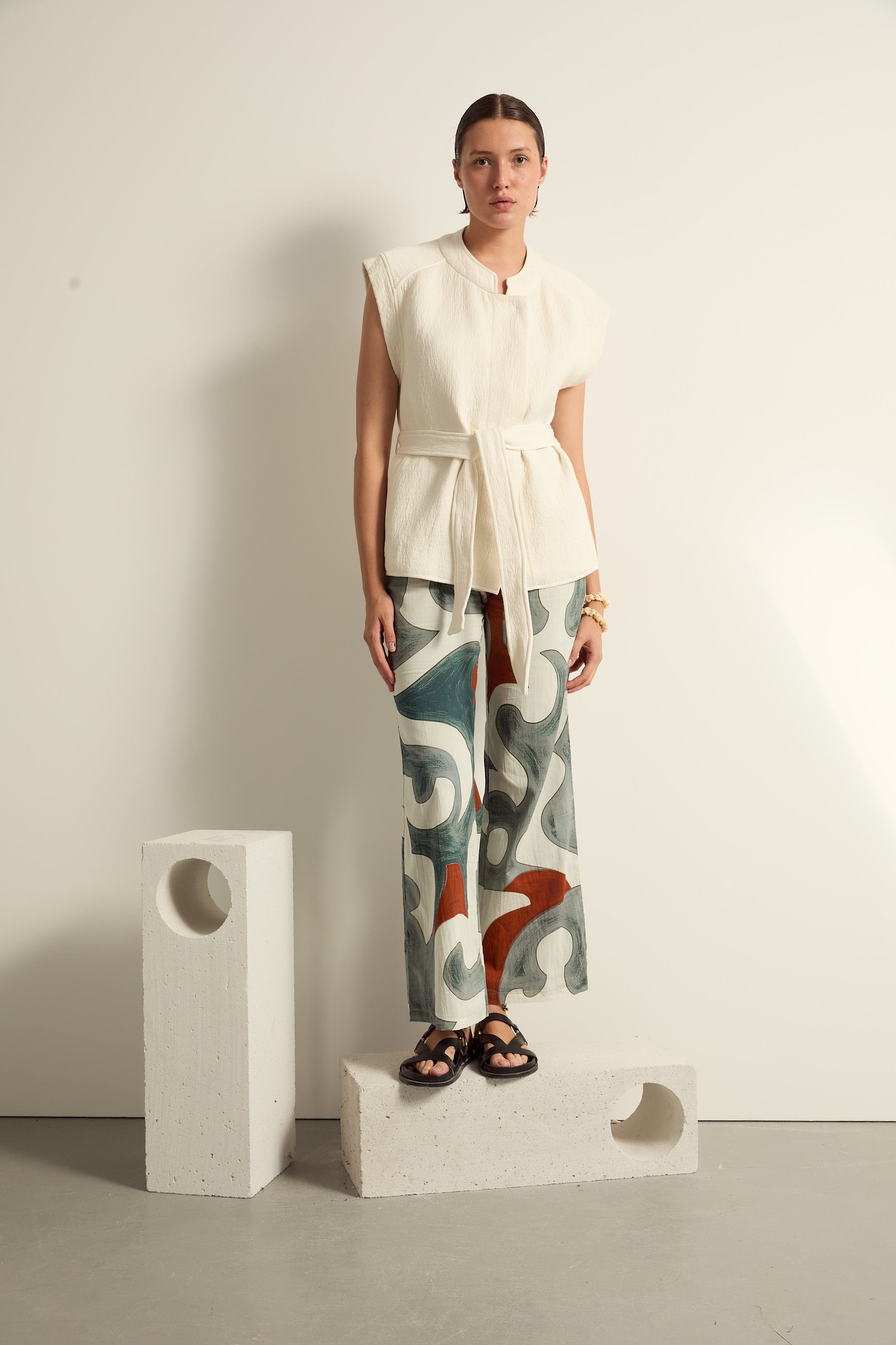 PANTALON ERIKA IMPRIME RODEO - MINERAL BLUE