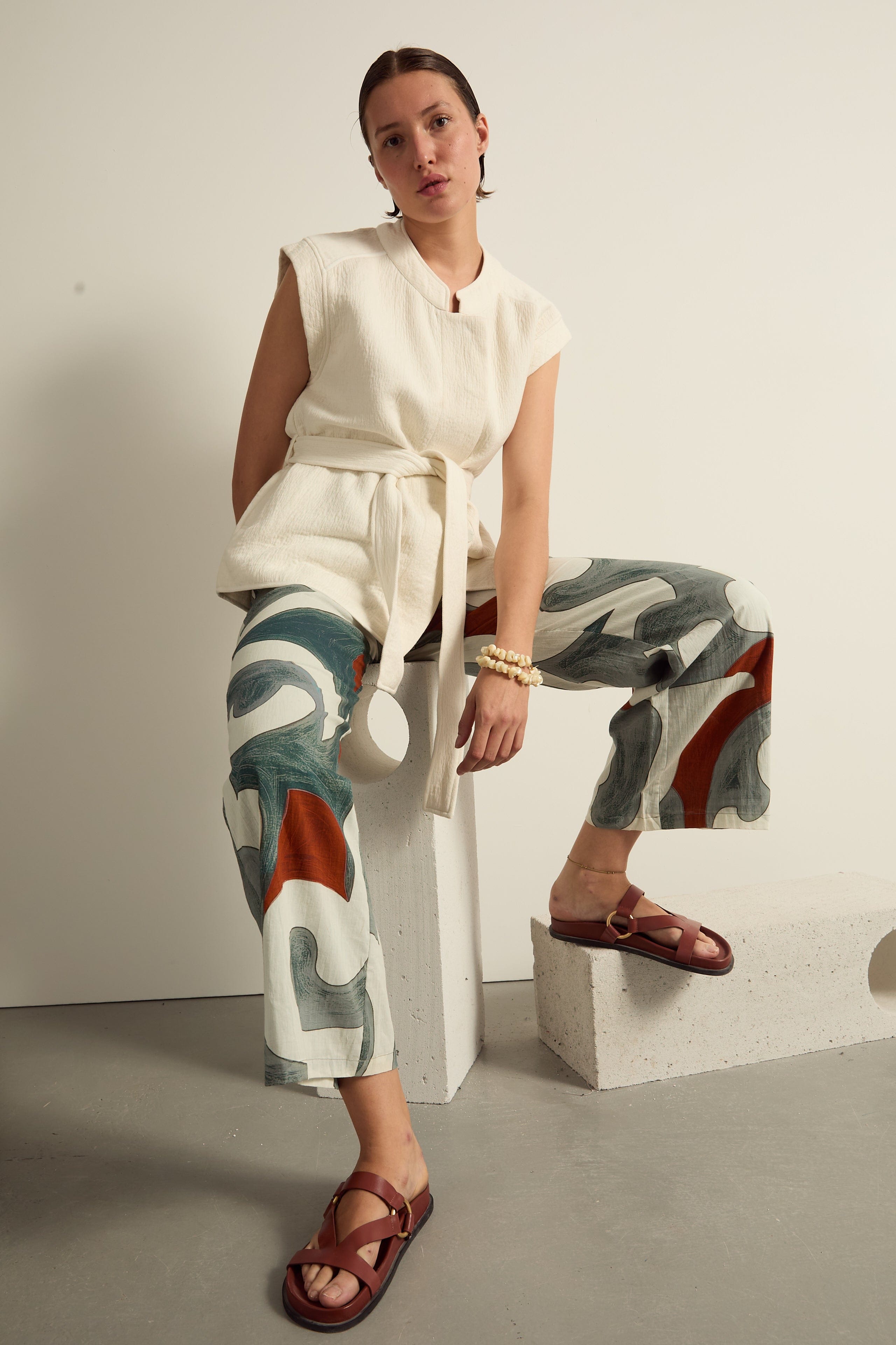 PANTALON ERIKA IMPRIME RODEO - MINERAL BLUE