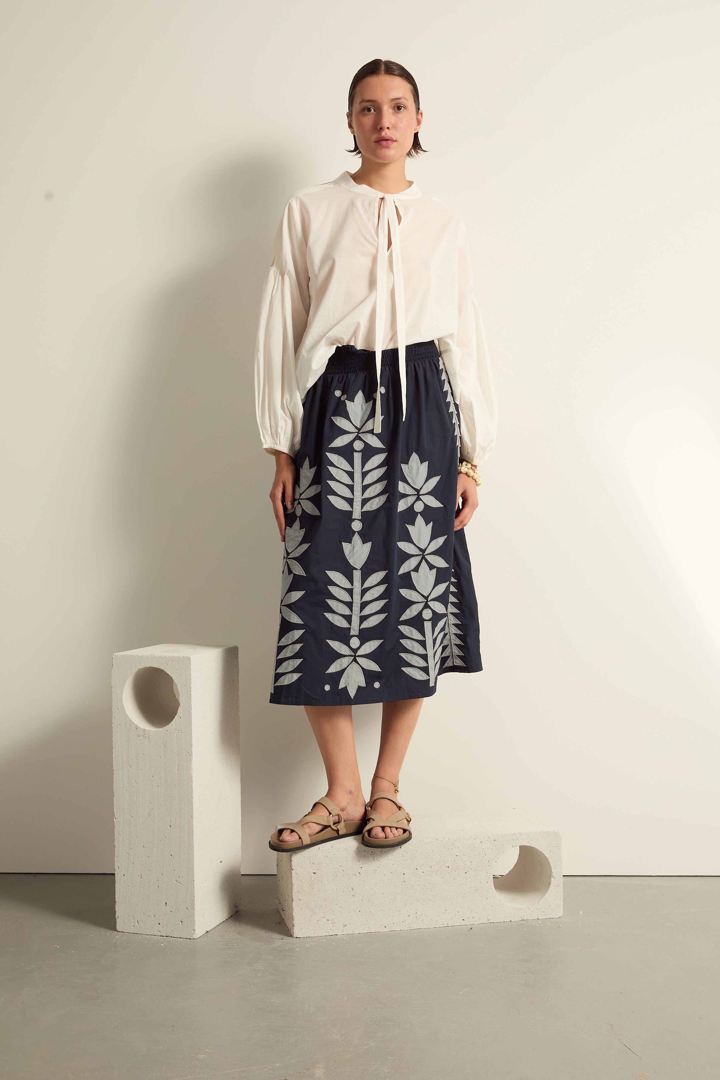 JUPE MARIANNE FLORAL - DELHI BLUE