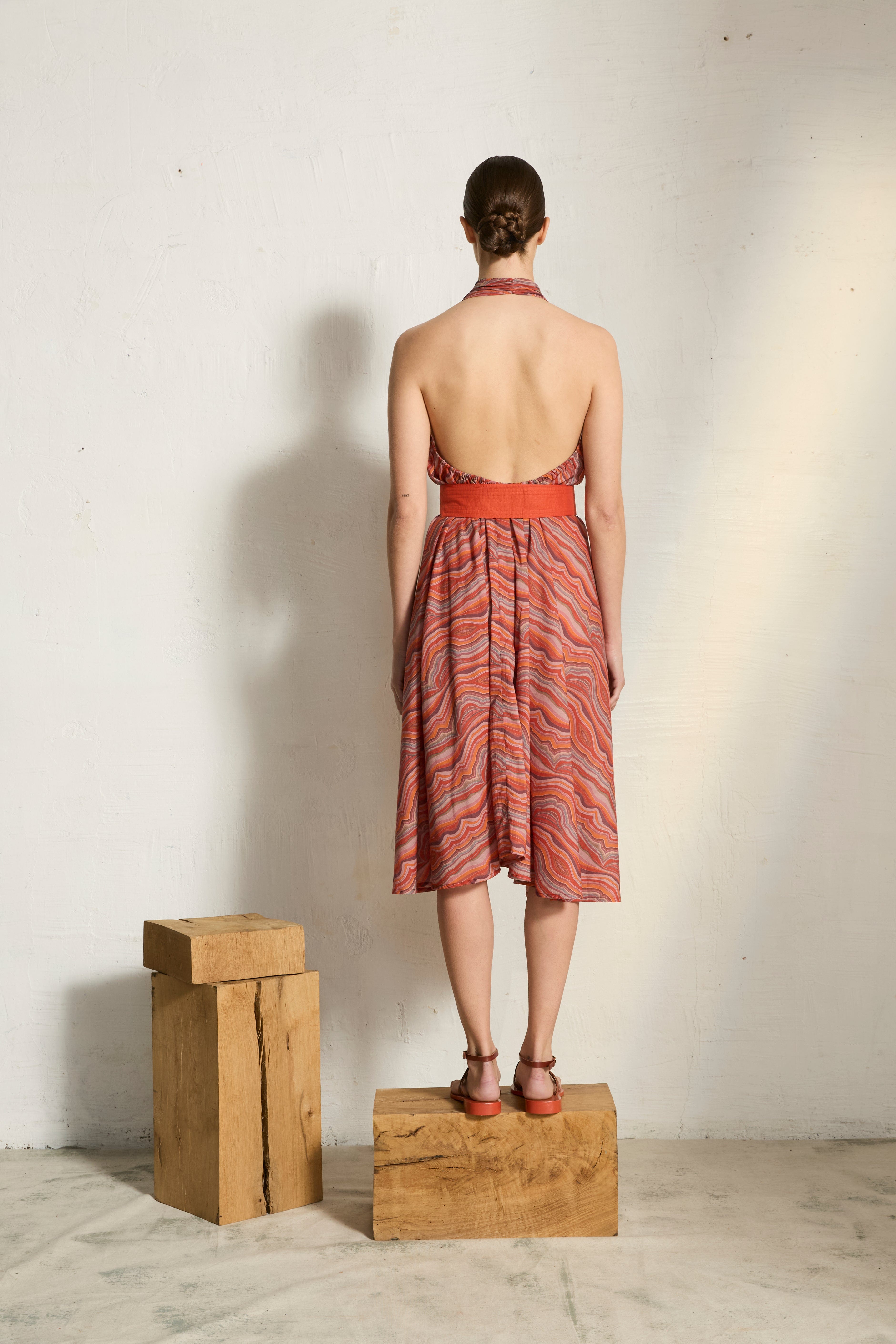 ROBE PARÉO MALIN MI-LONG ALINE IMPRIME QUARTZ