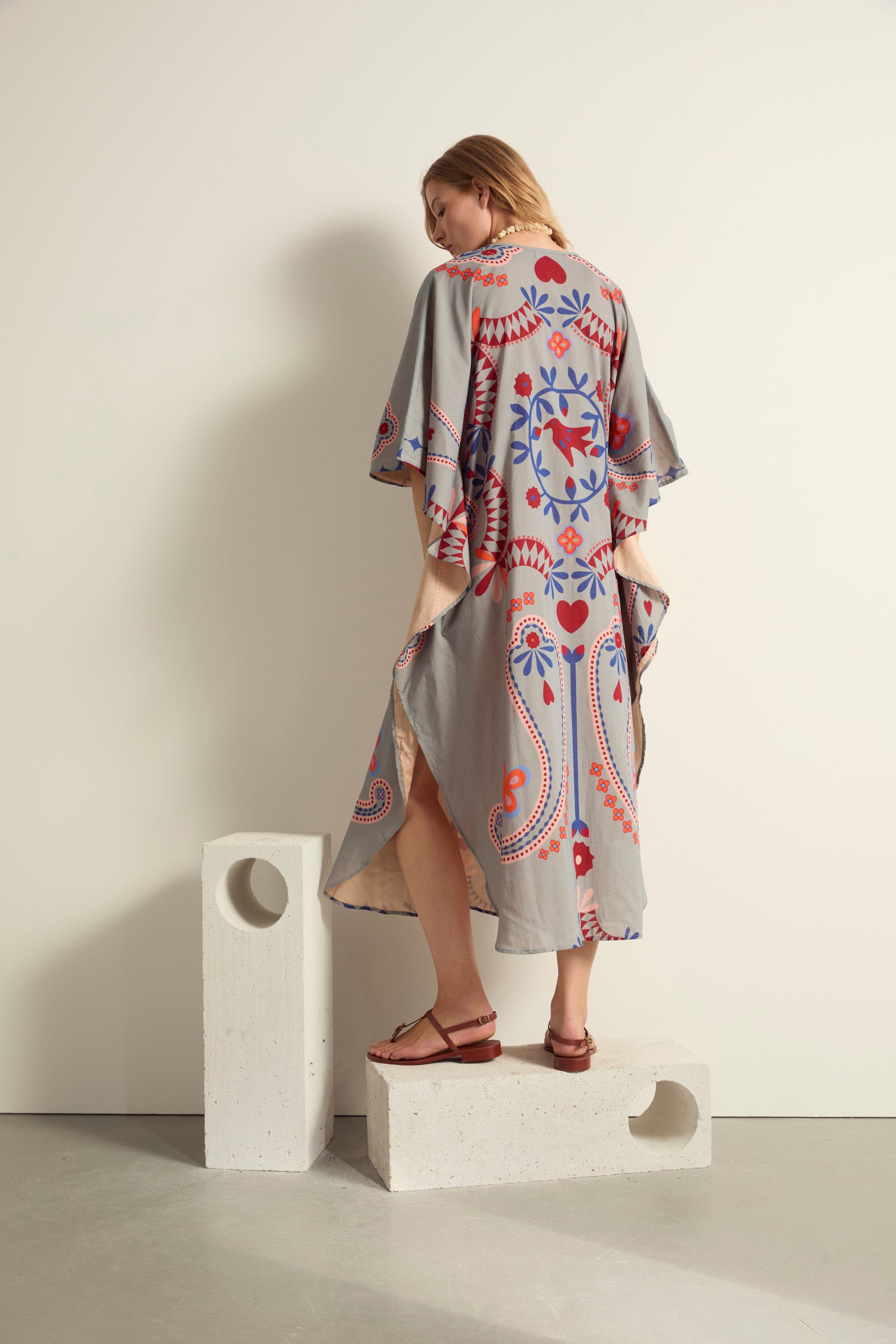 ROBE SABRINA IMPRIME BLOSSOM - MINERAL BLUE