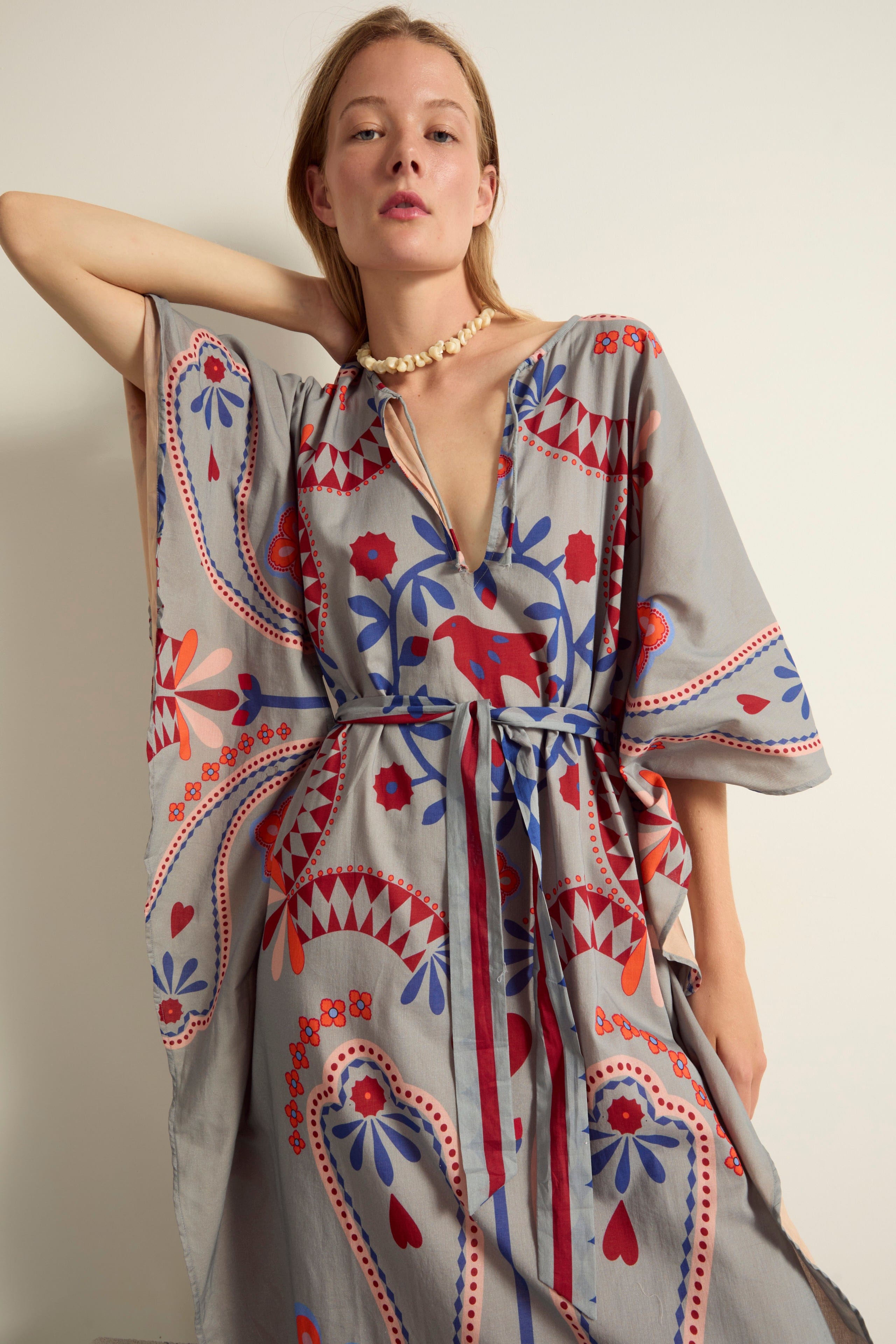 ROBE SABRINA IMPRIME BLOSSOM - MINERAL BLUE