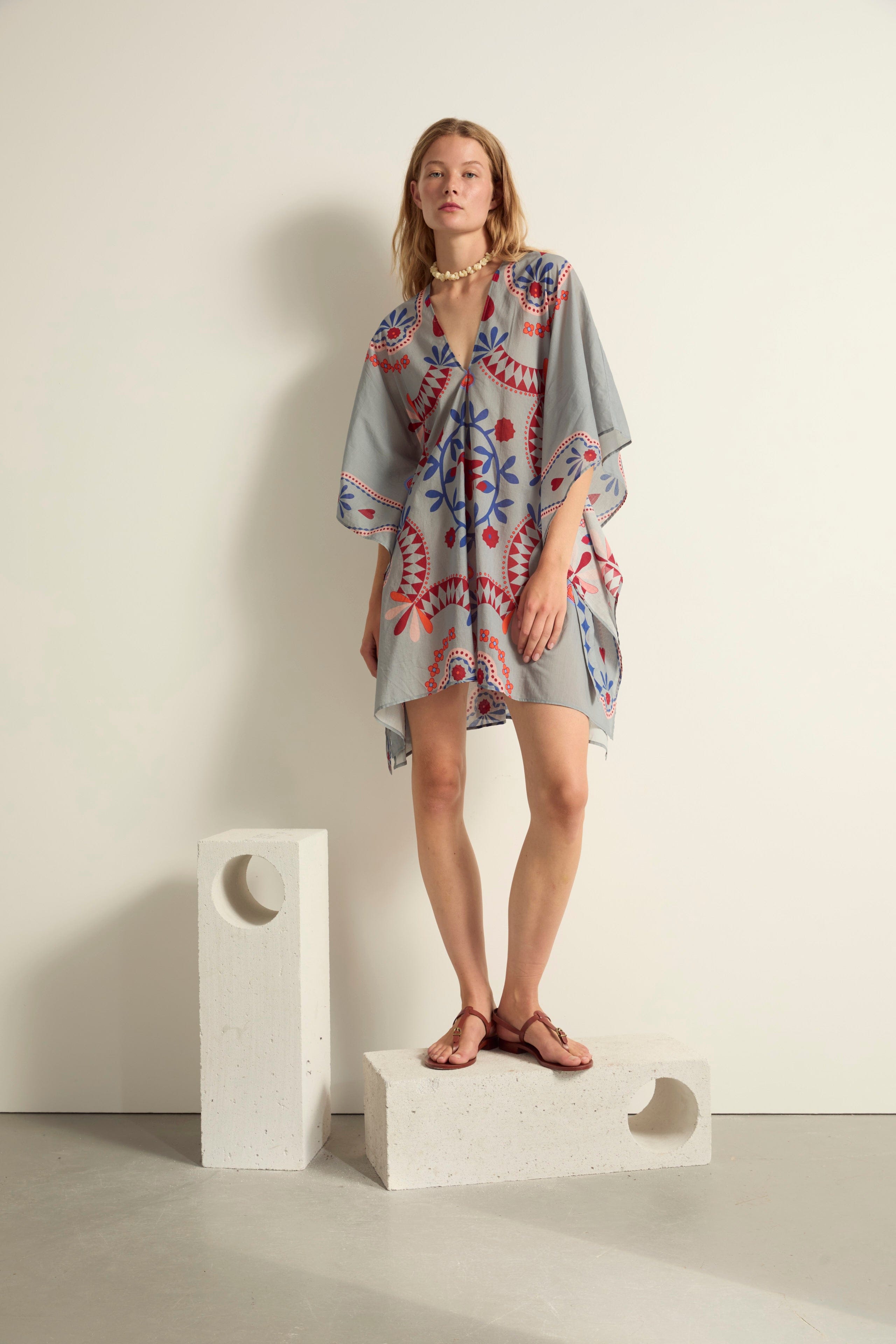 ROBE PAULINE IMPRIME BLOSSOM - MINERAL BLUE