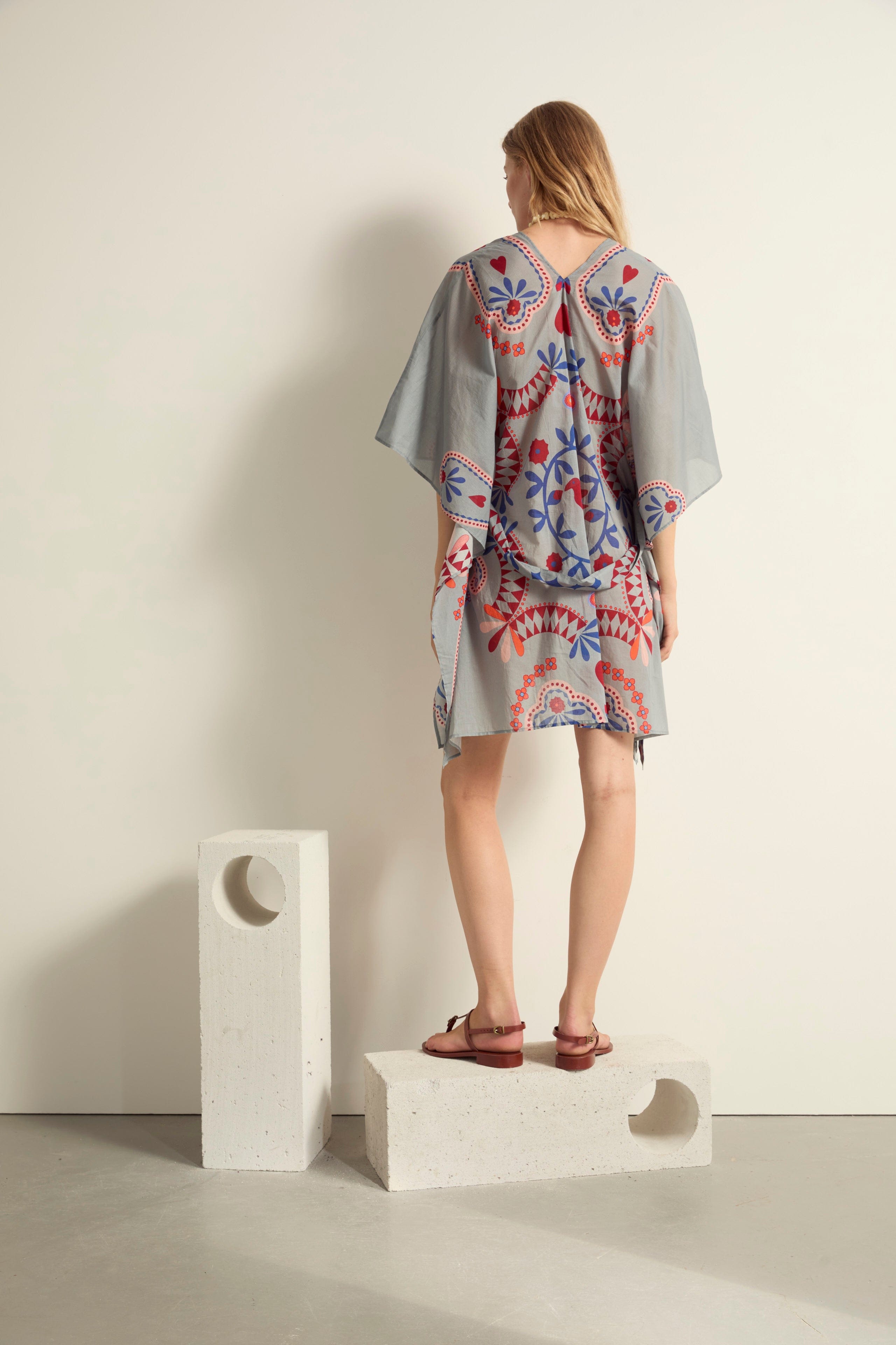 ROBE PAULINE IMPRIME BLOSSOM - MINERAL BLUE