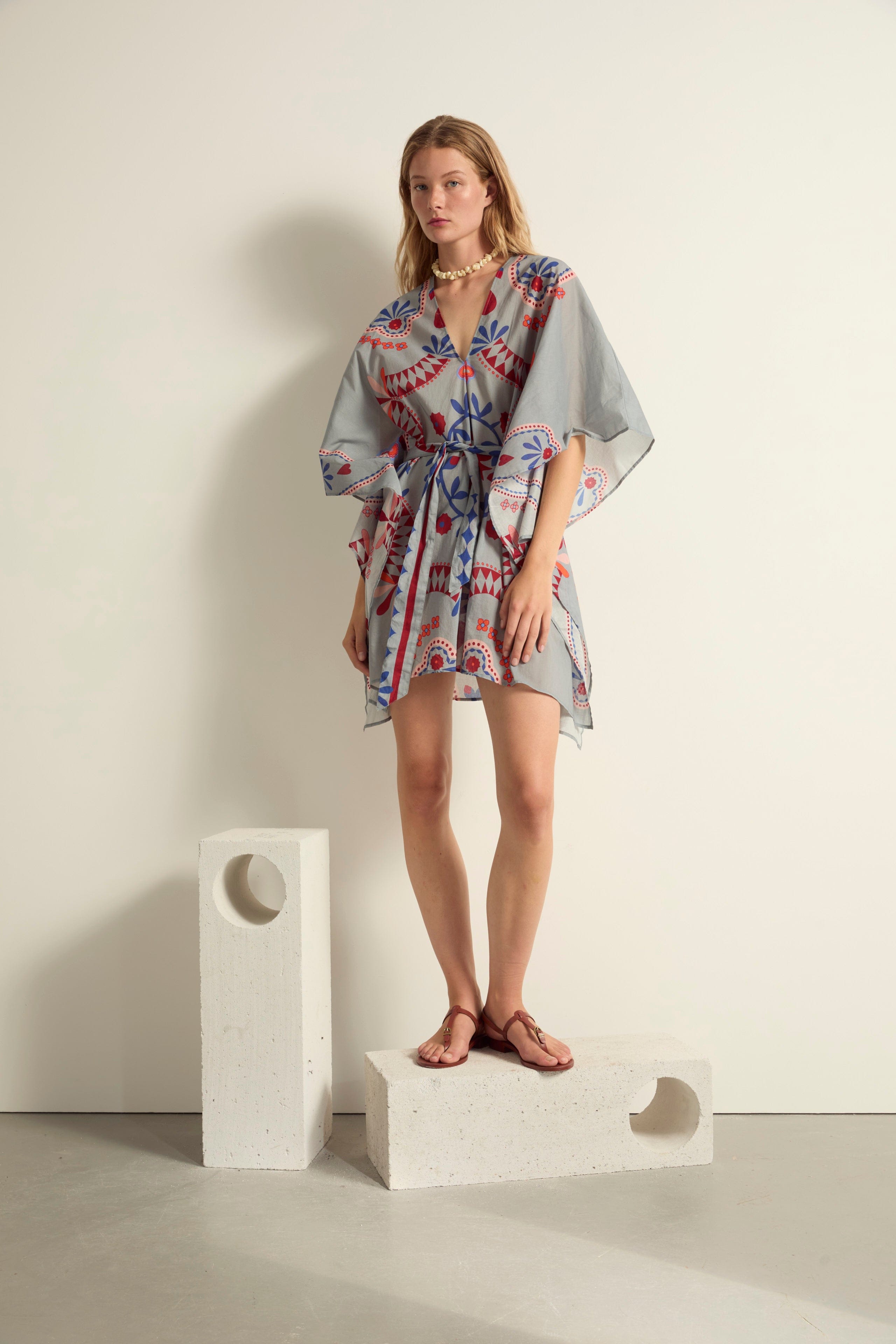 ROBE PAULINE IMPRIME BLOSSOM - MINERAL BLUE
