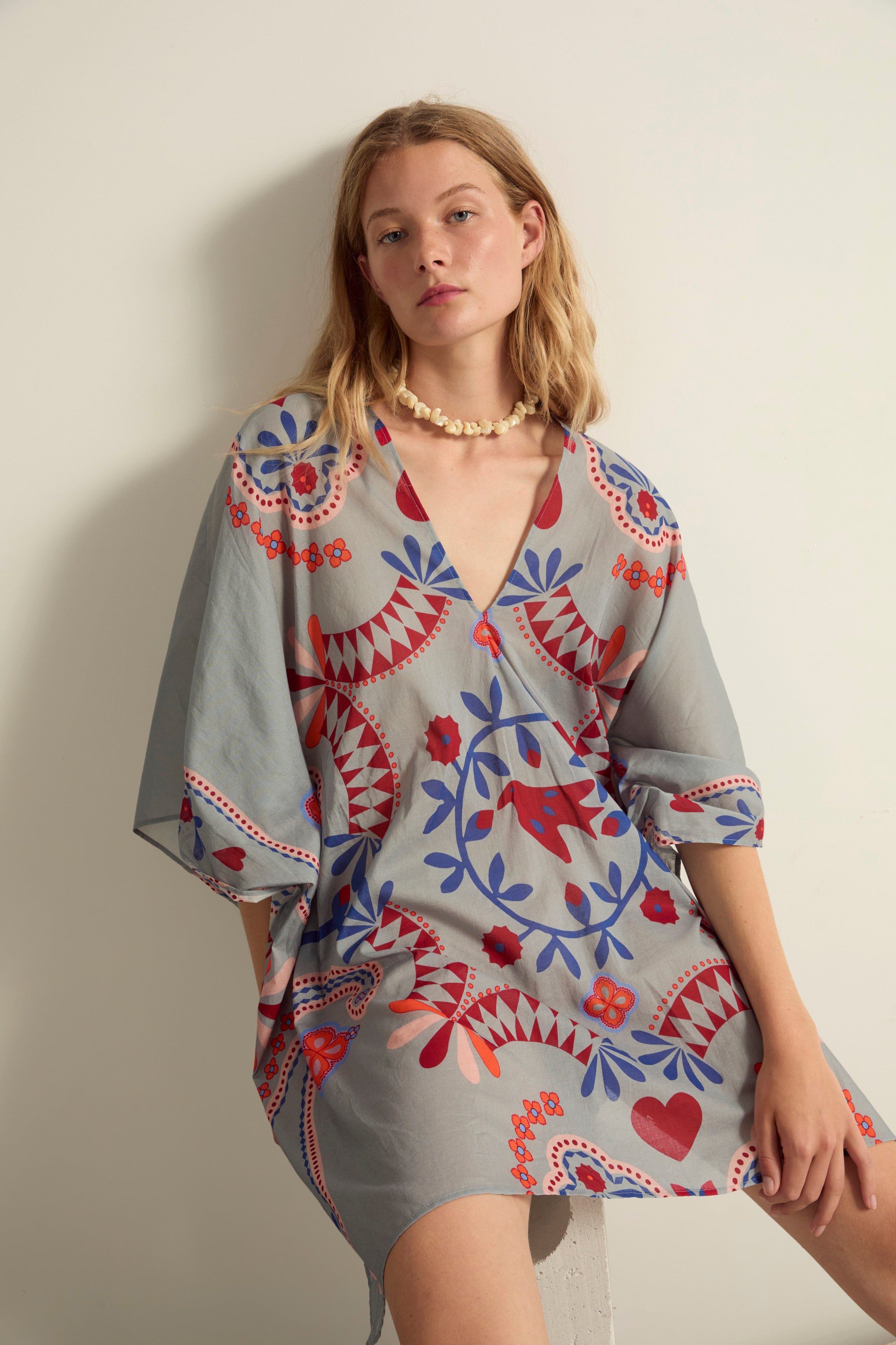 ROBE PAULINE IMPRIME BLOSSOM - MINERAL BLUE