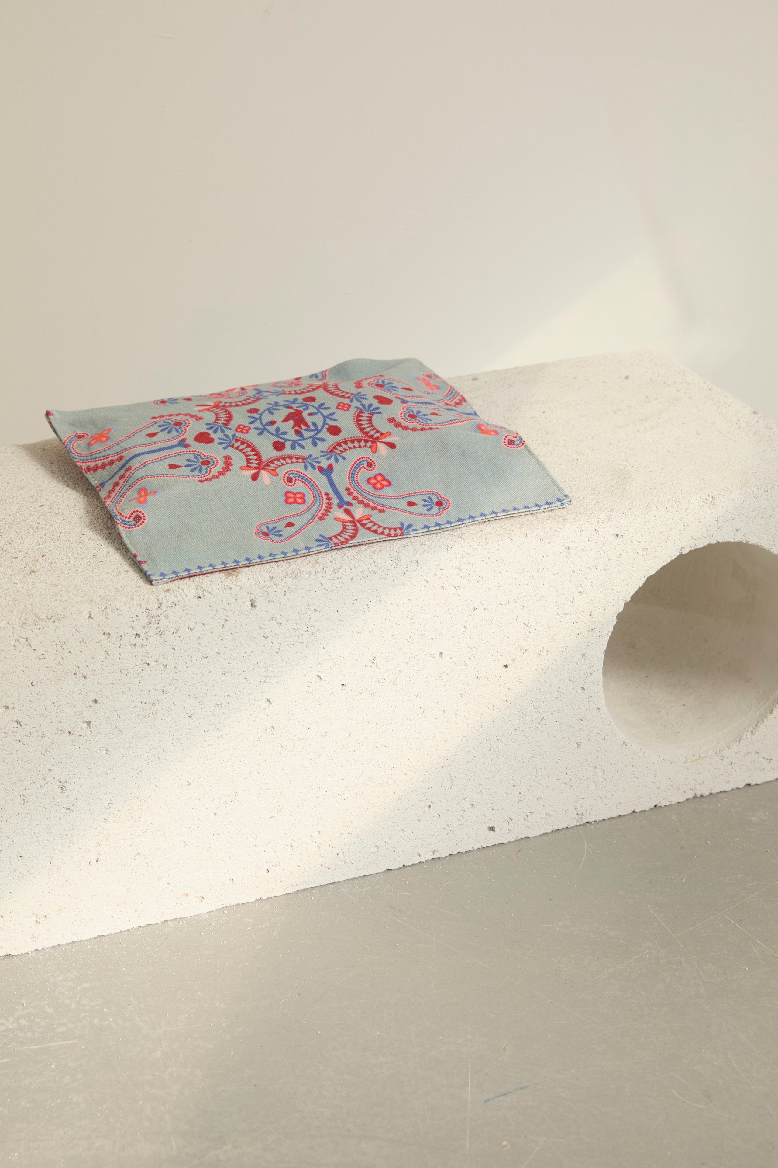 POCHETTE BIMBA IMPRIME BLOSSOM - MINERAL BLUE