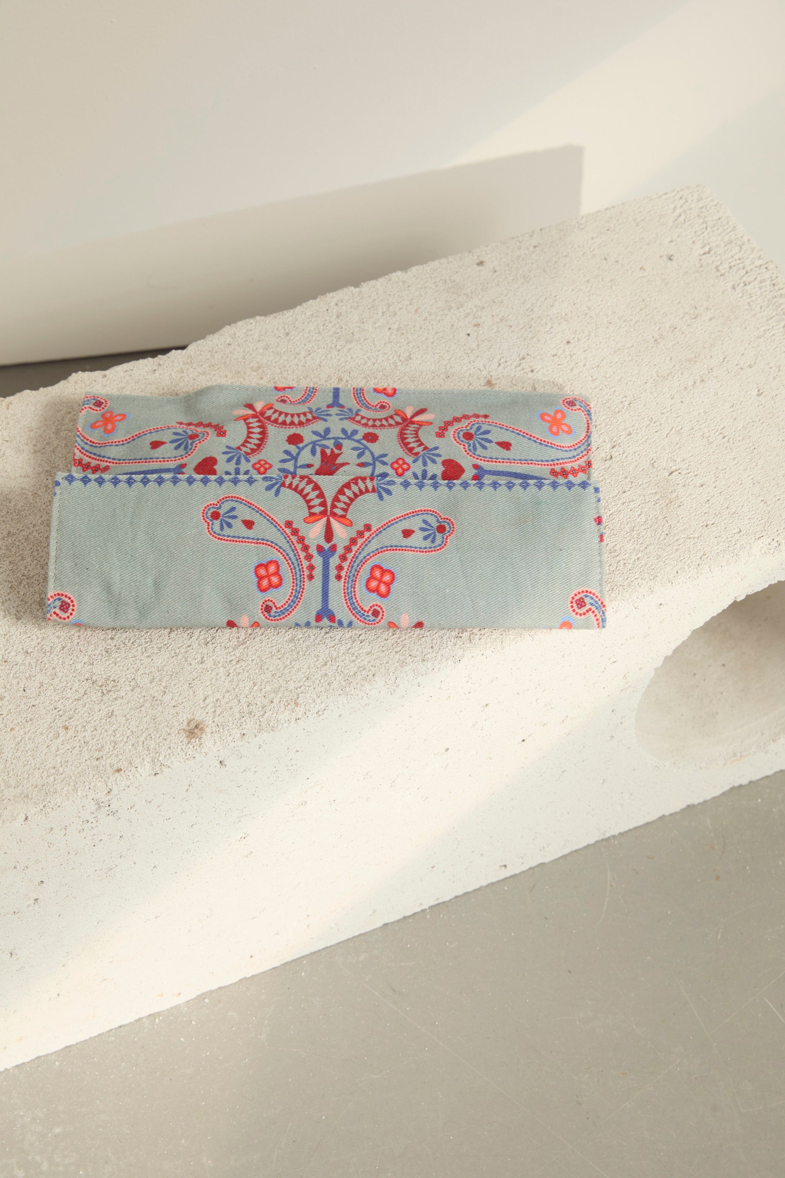 POCHETTE BIMBA IMPRIME BLOSSOM - MINERAL BLUE