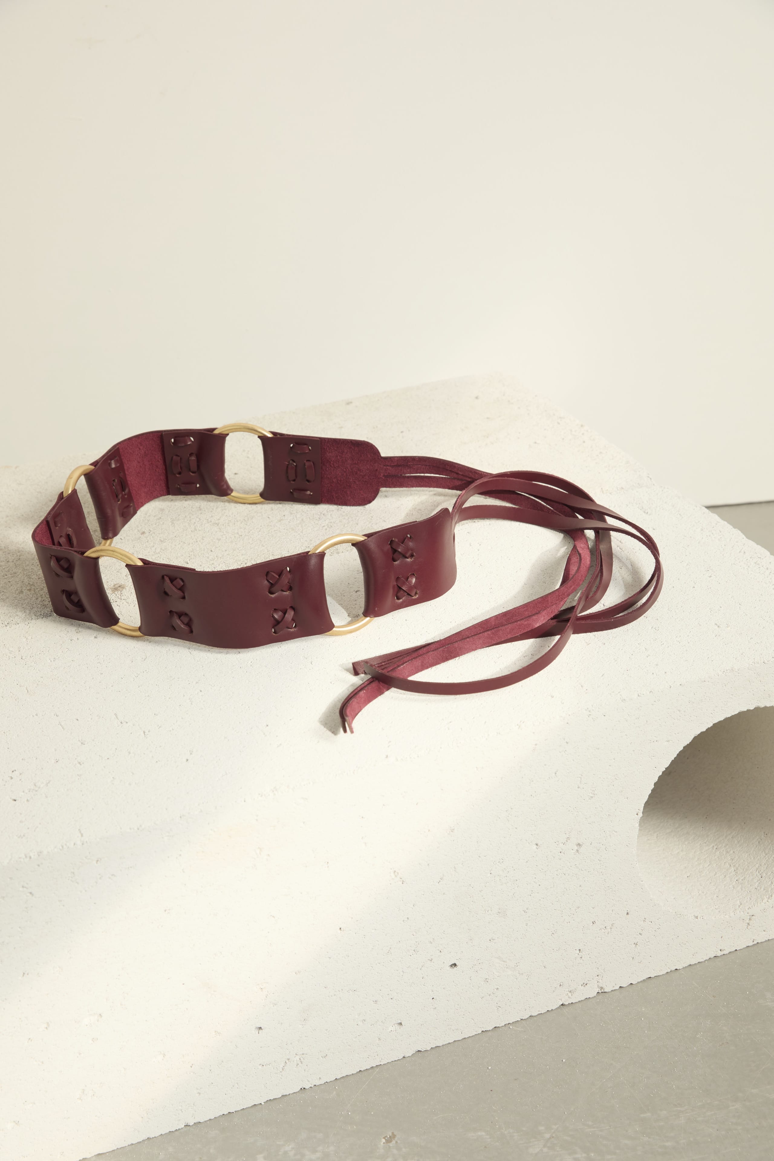 CEINTURE EN CUIR LA - BURGUNDY