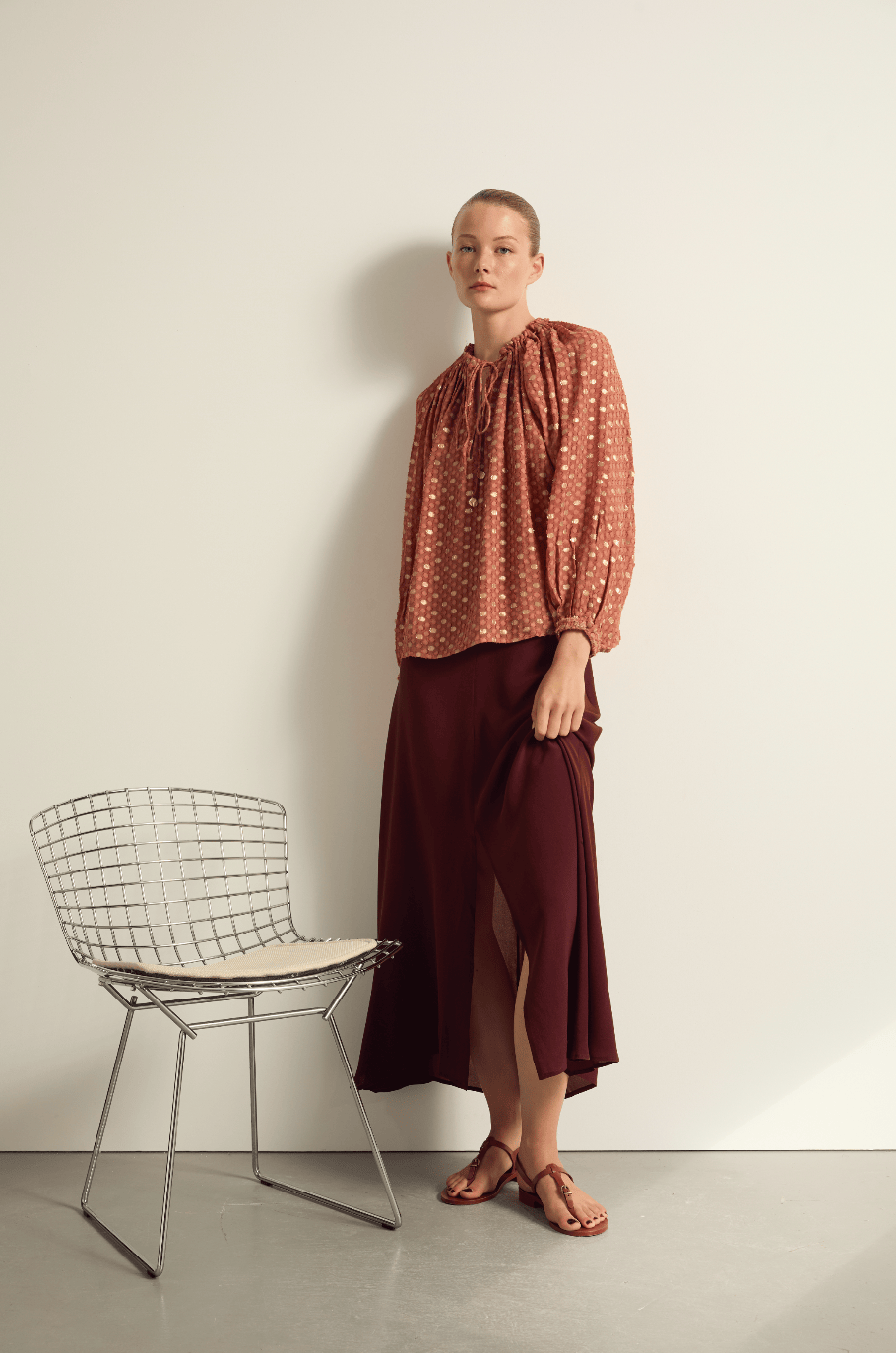 BLOUSE BONO LUREX PLUMETIS - ROSEWOOD