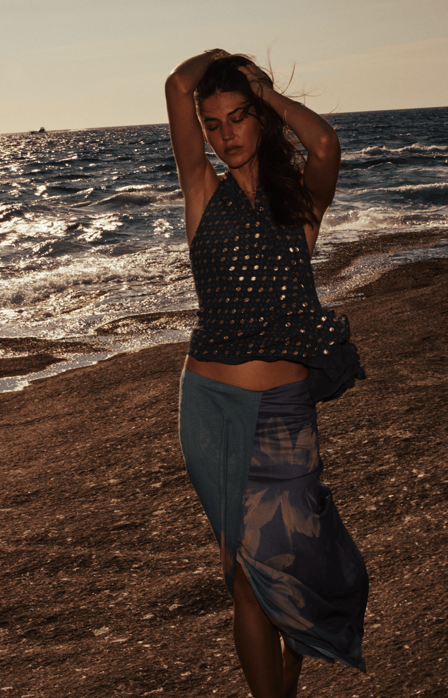 JUPE PIA IMPRIME SUNRISE - CORAIL