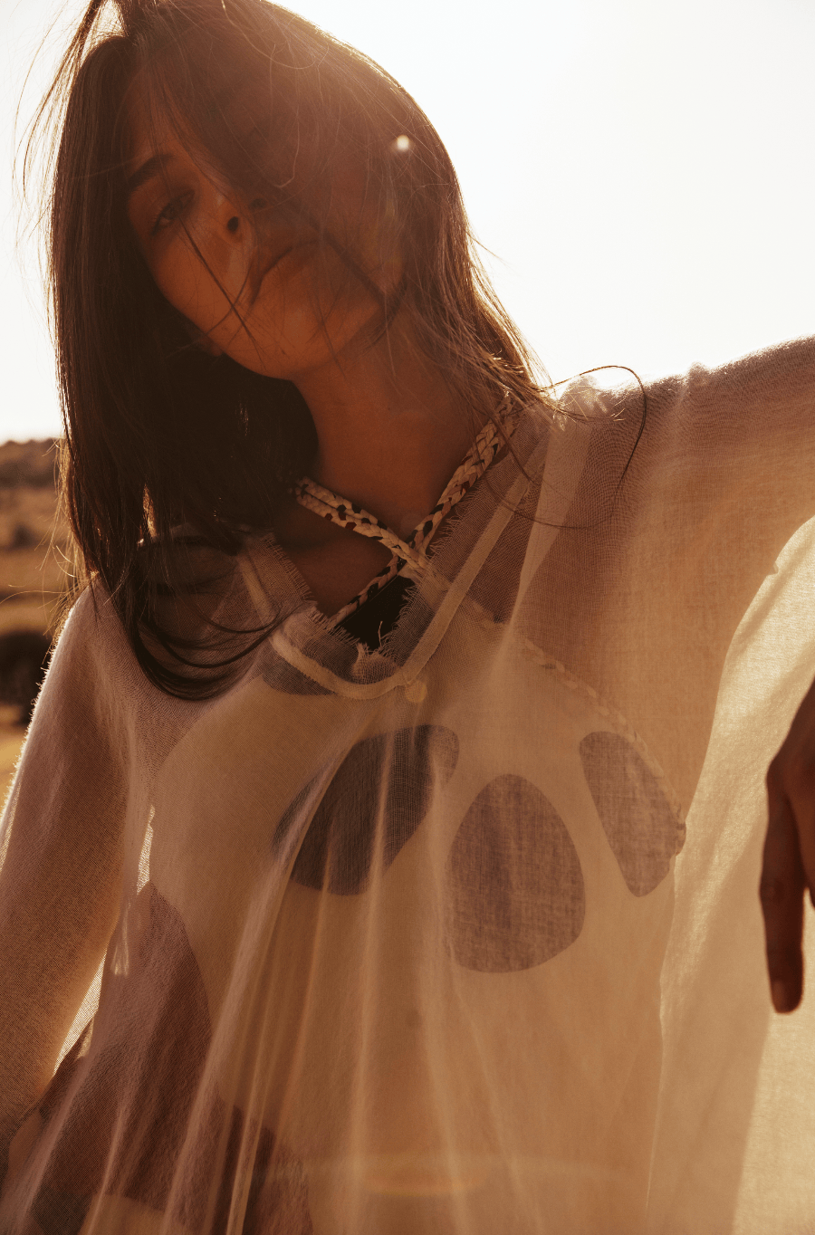 PONCHO COURT RAFAELE ETAMINE DE LAINE - LATTE