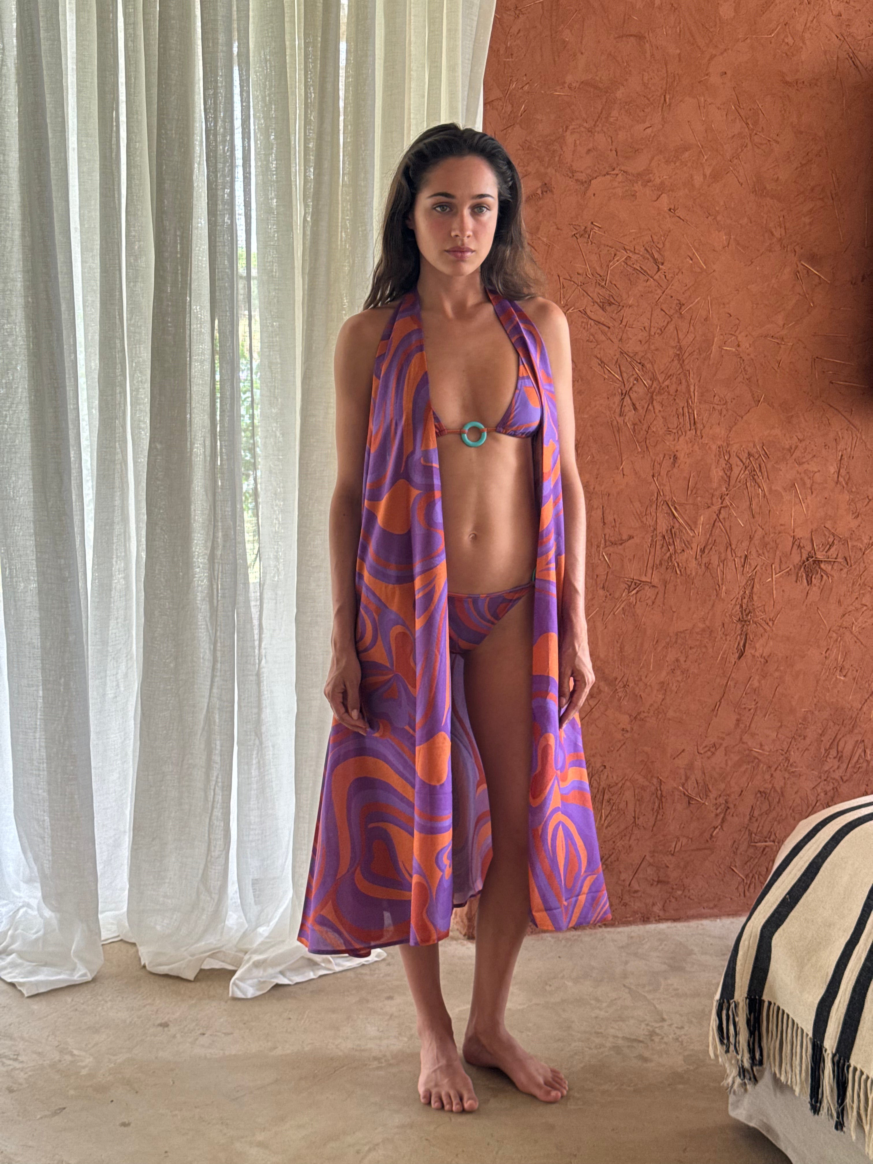 ROBE PARÉO MALIN MI-LONG ALINE - IMPRIME ONDAS
