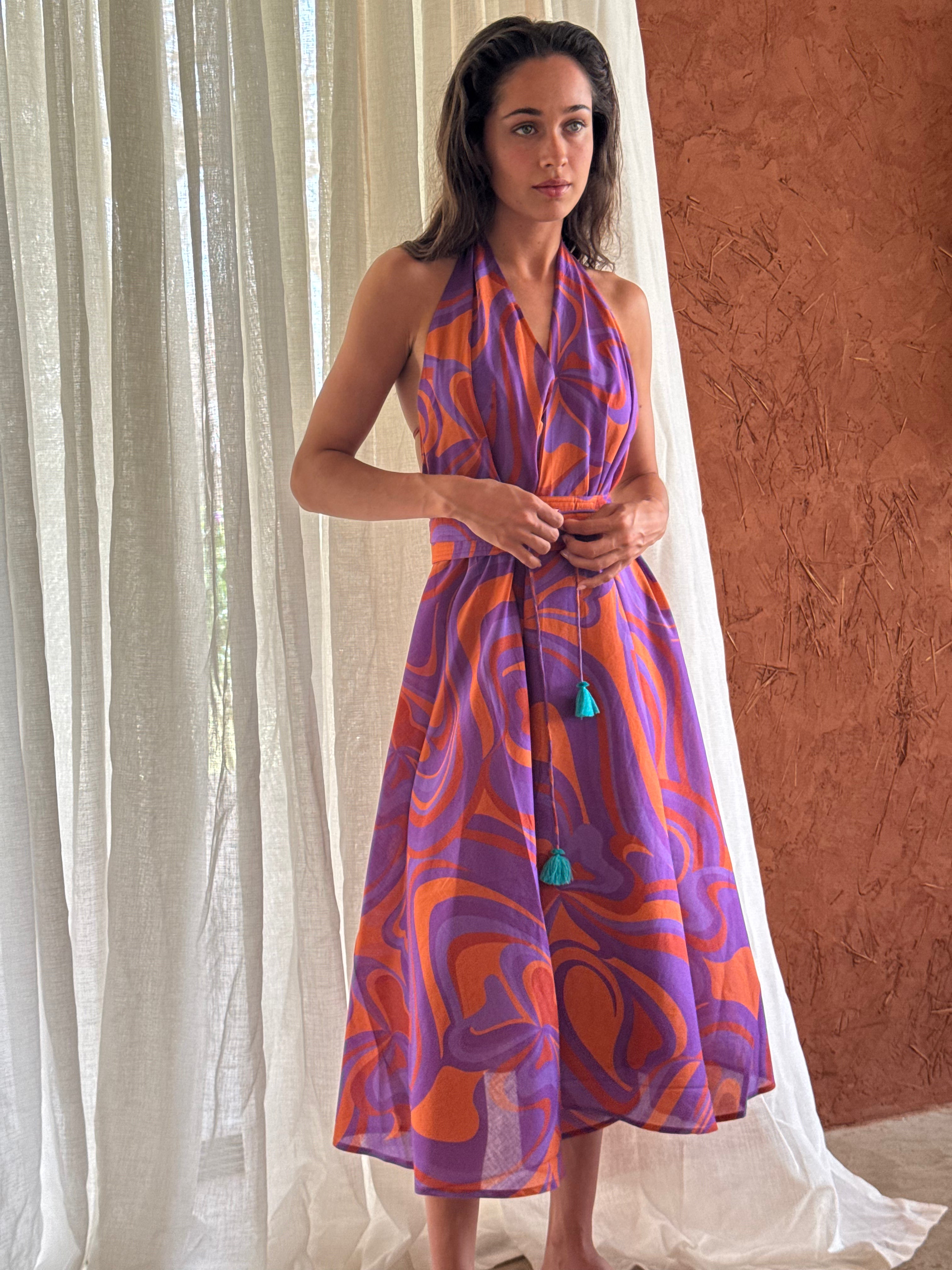 ROBE PARÉO MALIN MI-LONG ALINE - IMPRIME ONDAS