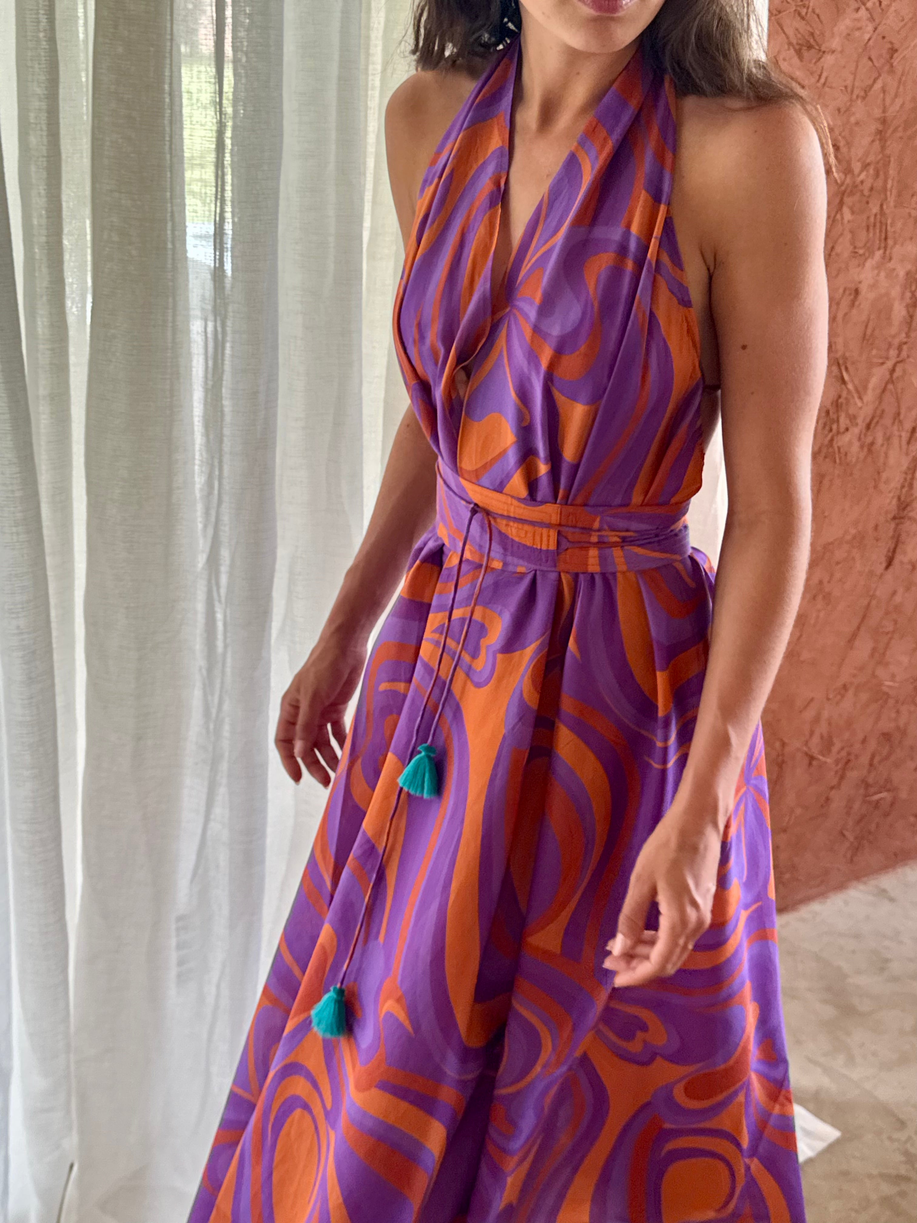 ROBE PARÉO MALIN MI-LONG ALINE - IMPRIME ONDAS