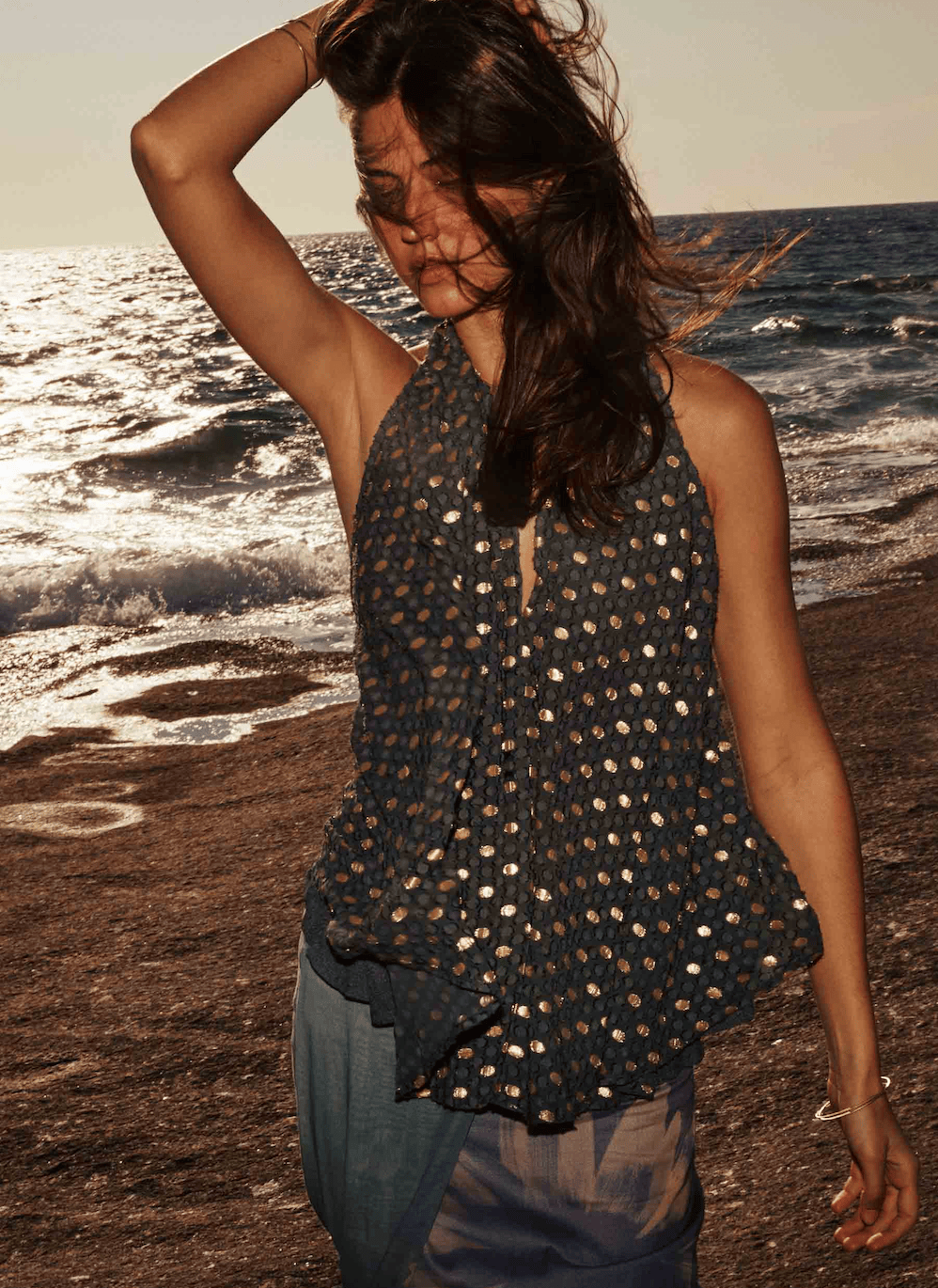 TOP MIMI LUREX PLUMETIS - ARDOISE