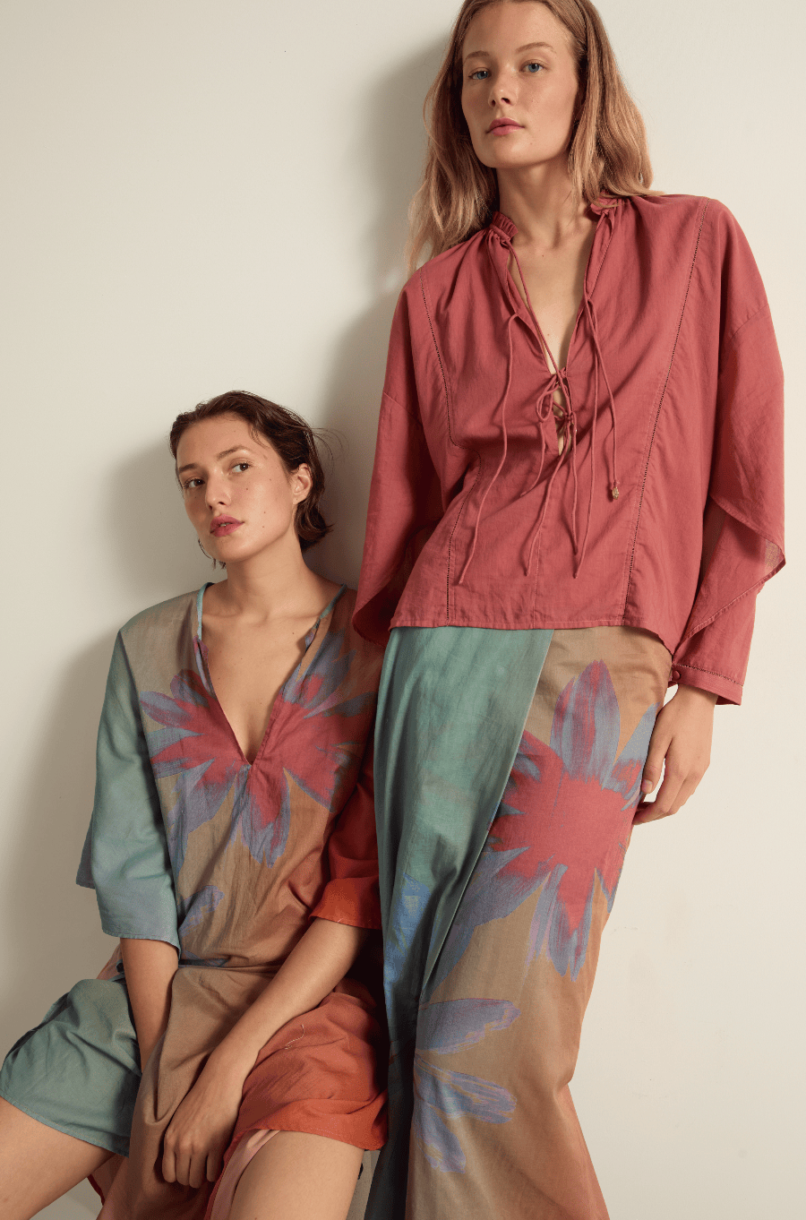 ROBE SABRINA IMPRIME SUNRISE - CORAIL