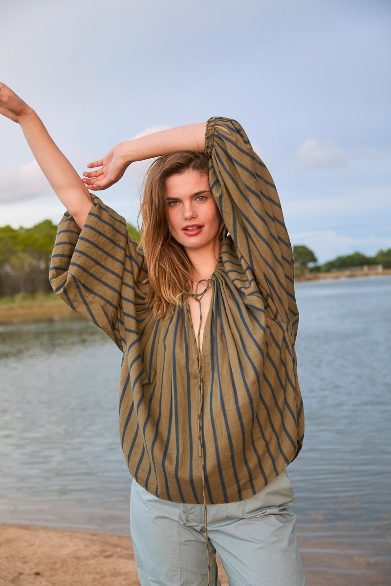 BLOUSE BONO IMPRIME PELICANO - LIGHT BLUE RED