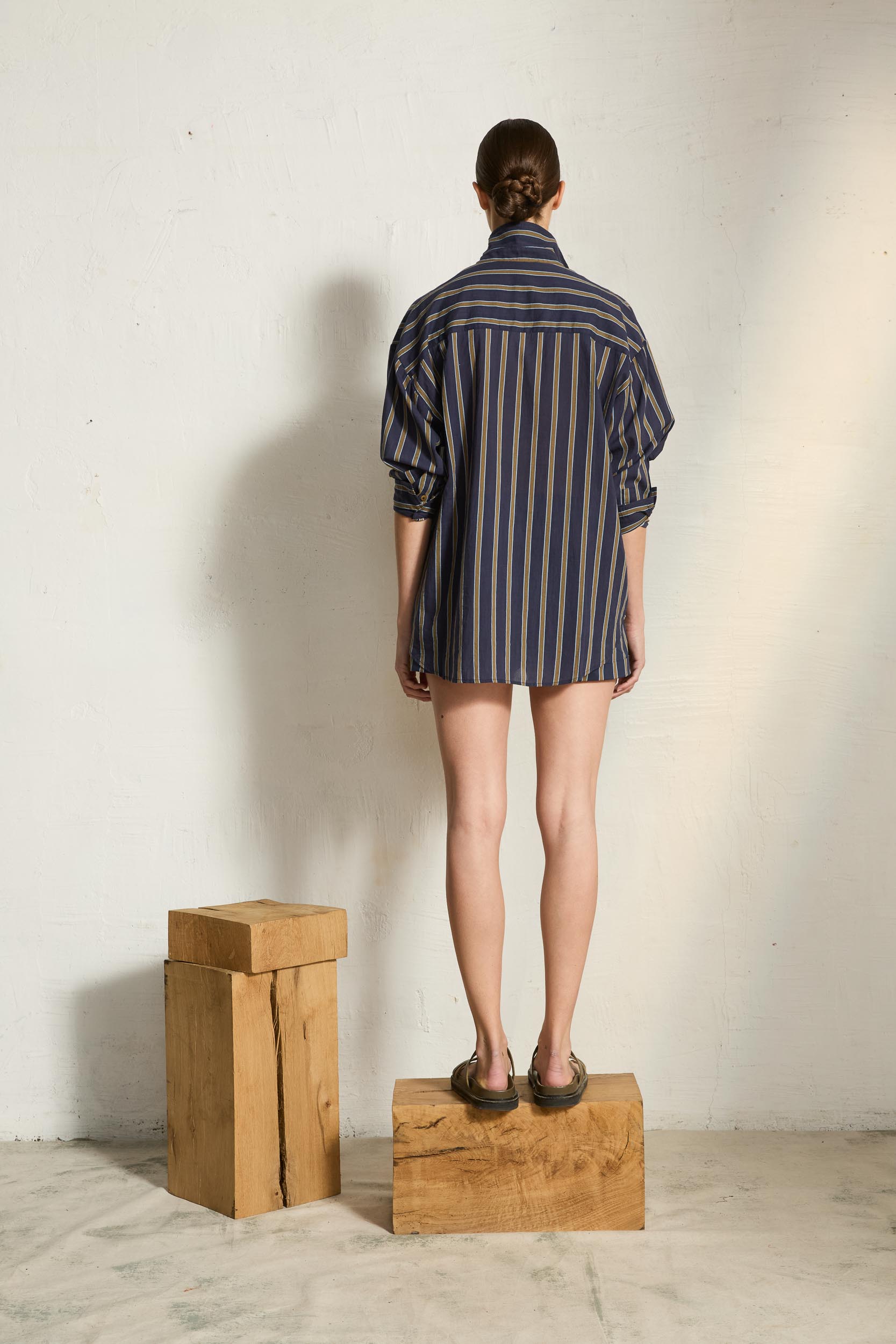 FIORINA PELICANO PRINT SHIRT - DARK BLUE KHAKI