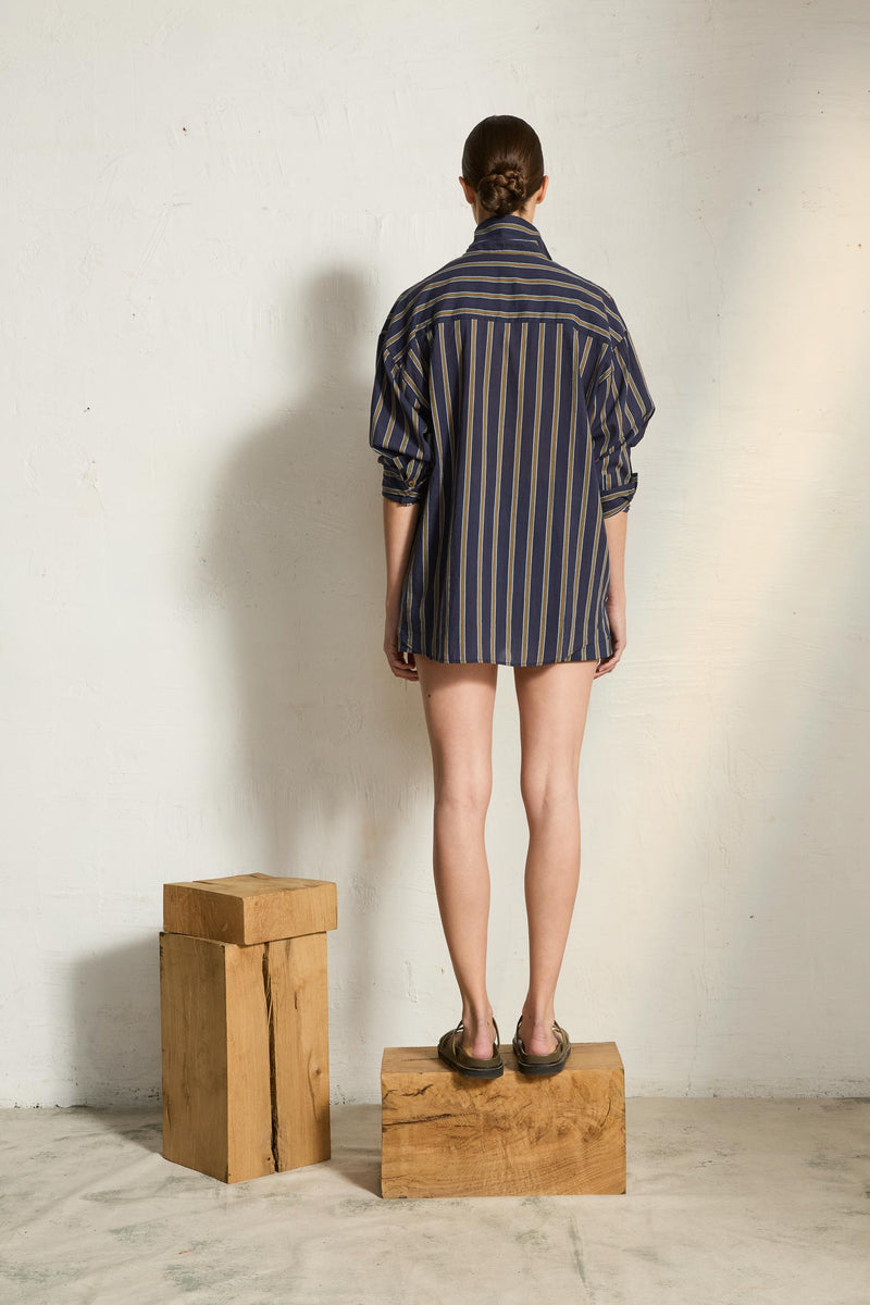 CHEMISE FIORINA IMPRIME PELICANO - DARK BLUE KAKI
