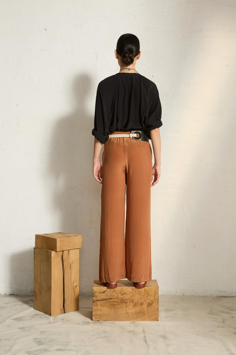 PANTALON AUGUSTE SOIE - HAVANE BROWN