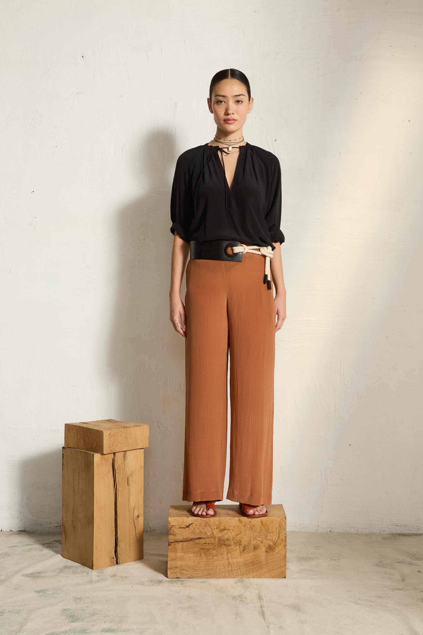 CLAUDE SILK BLOUSE - BLACK