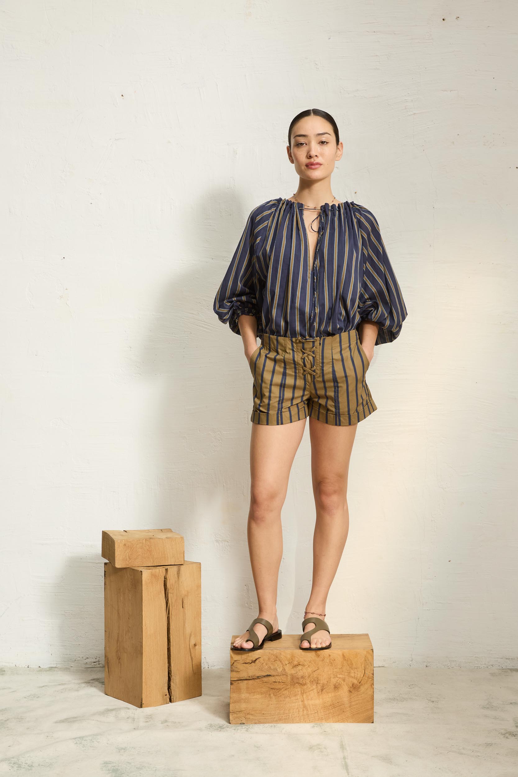BLOUSE BONO IMPRIME PELICANO - DARK BLUE KAKI
