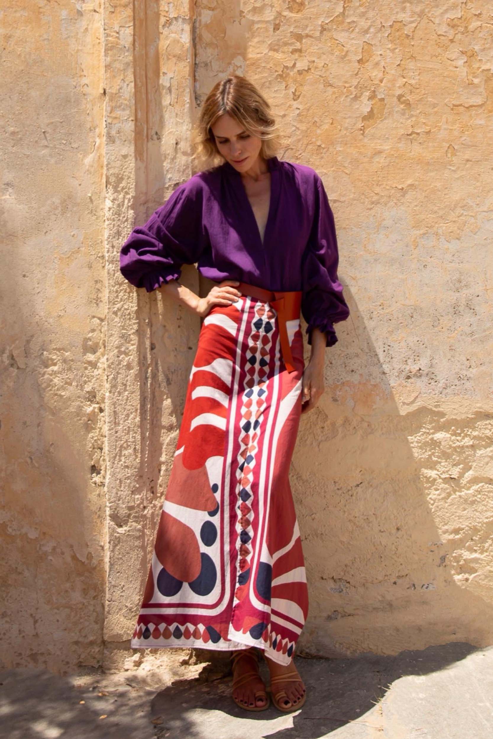 JUPE PAO IMPRIME RIVIERA - VIOLET